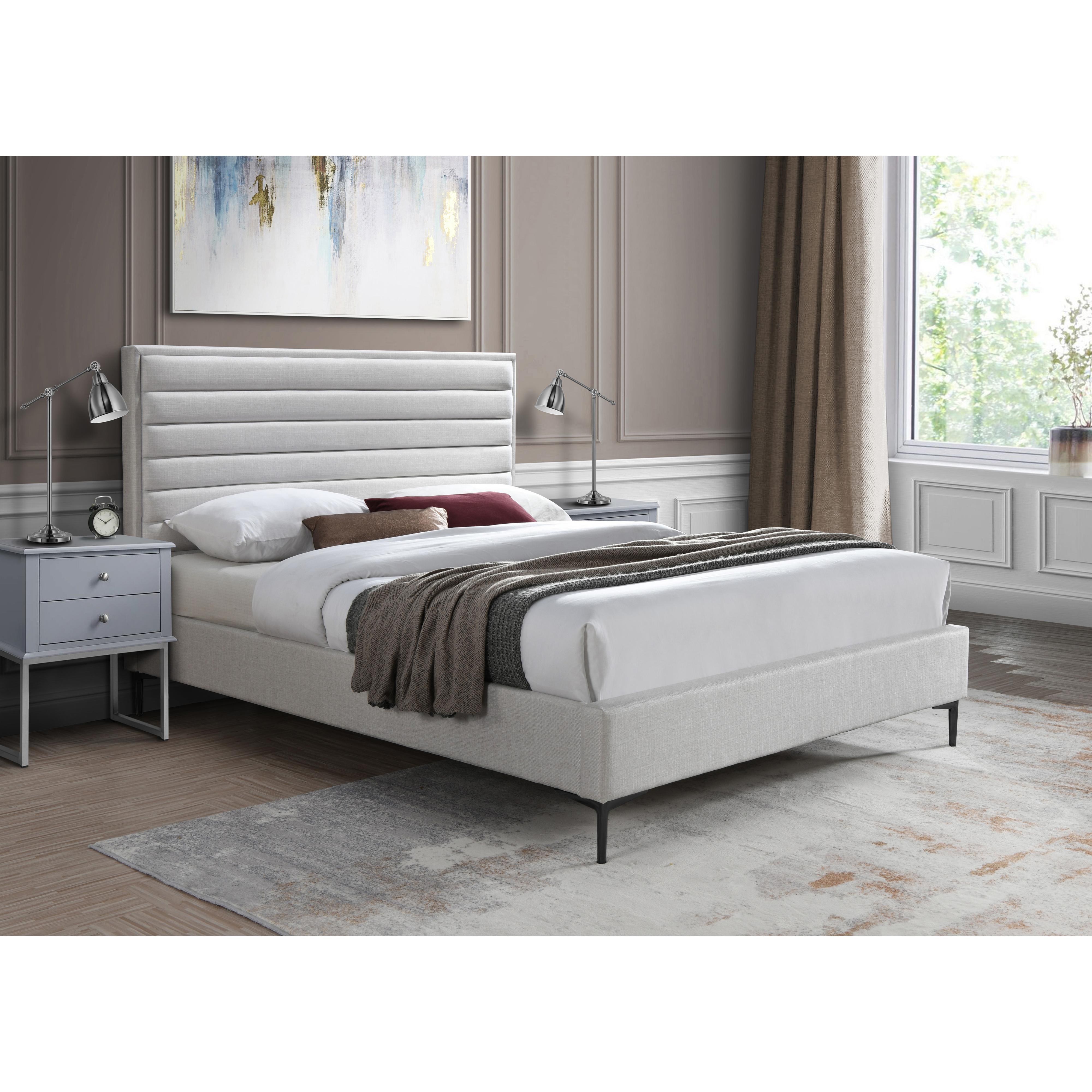 Meridian Hunter Cream Linen Textured Queen Bed