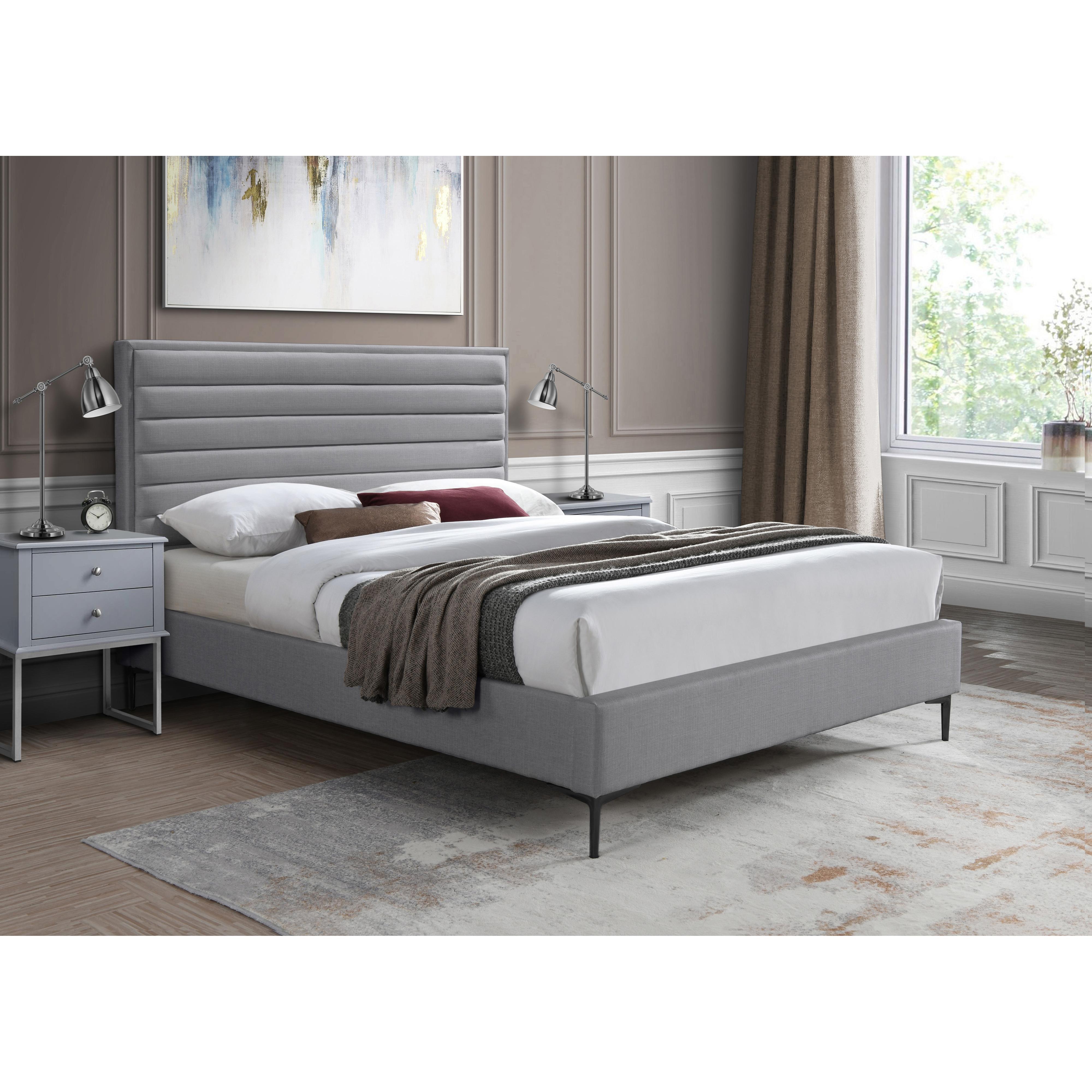 Meridian Hunter Grey Linen Textured King Bed