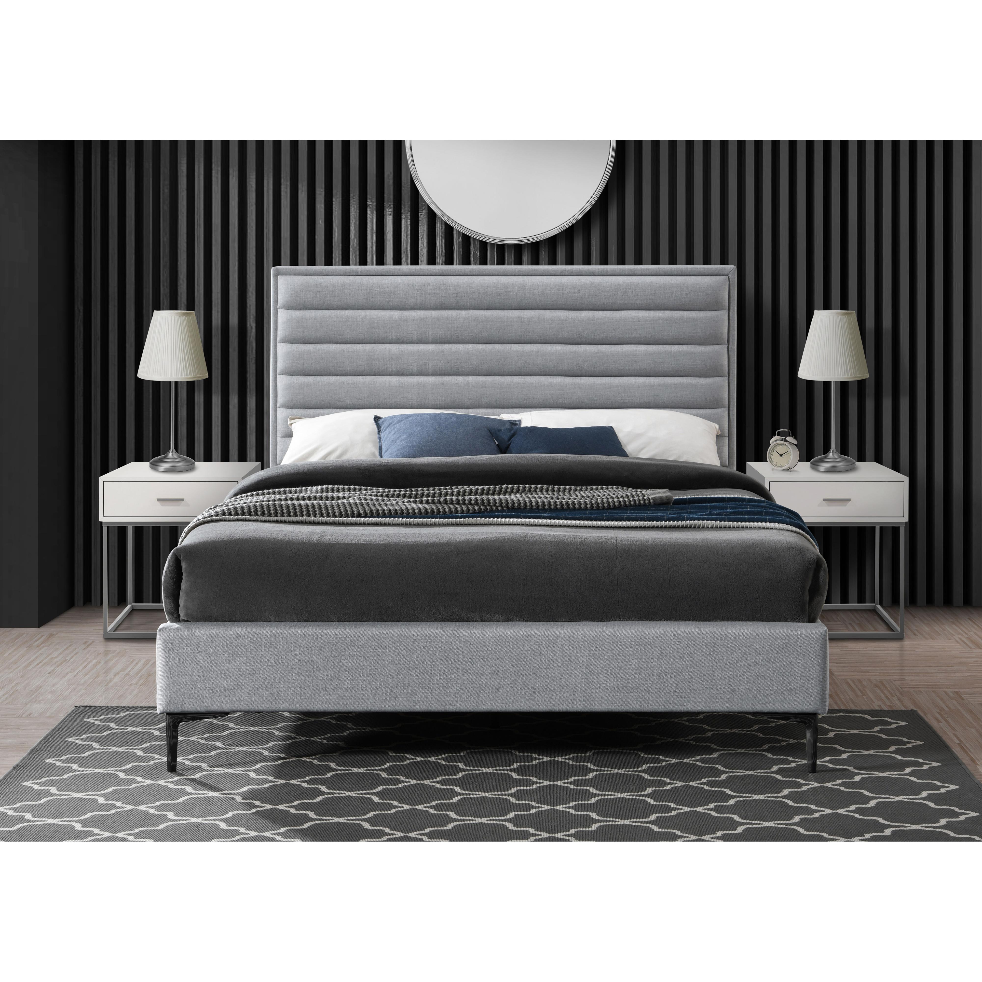 Meridian Hunter Grey Linen Textured King Bed