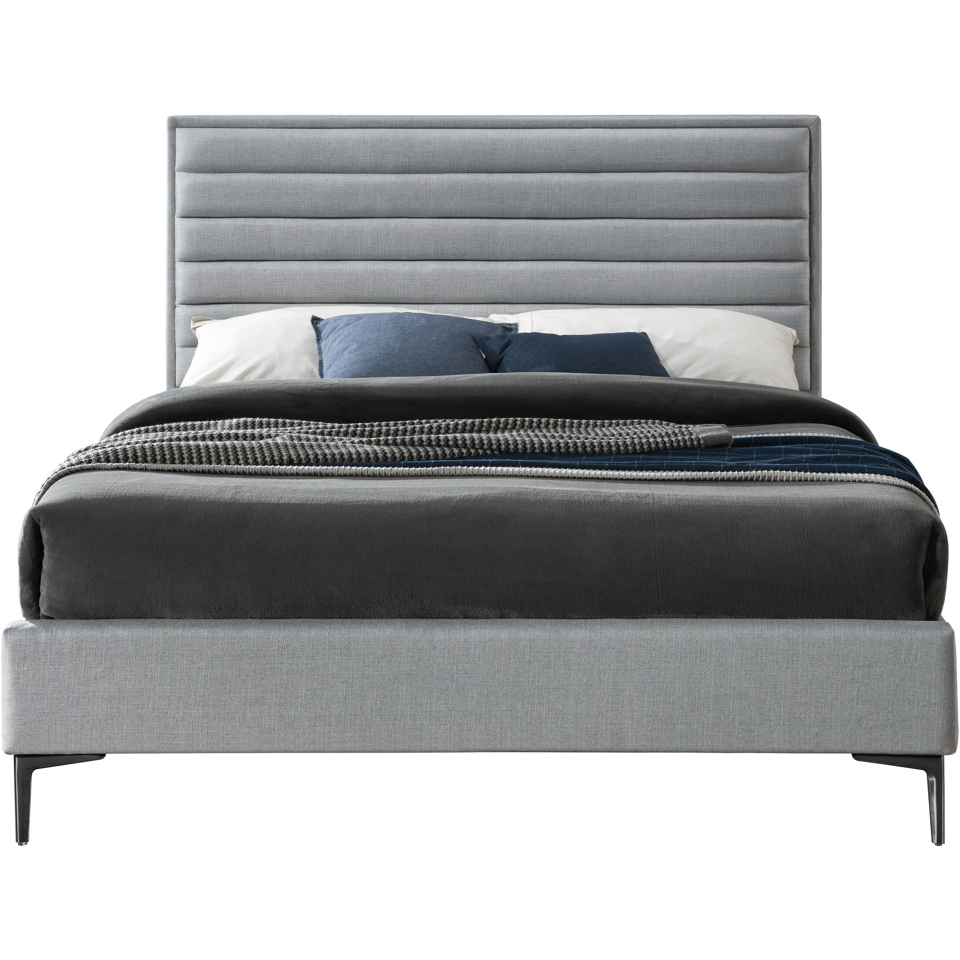 Meridian Hunter Grey Linen Textured Queen Bed