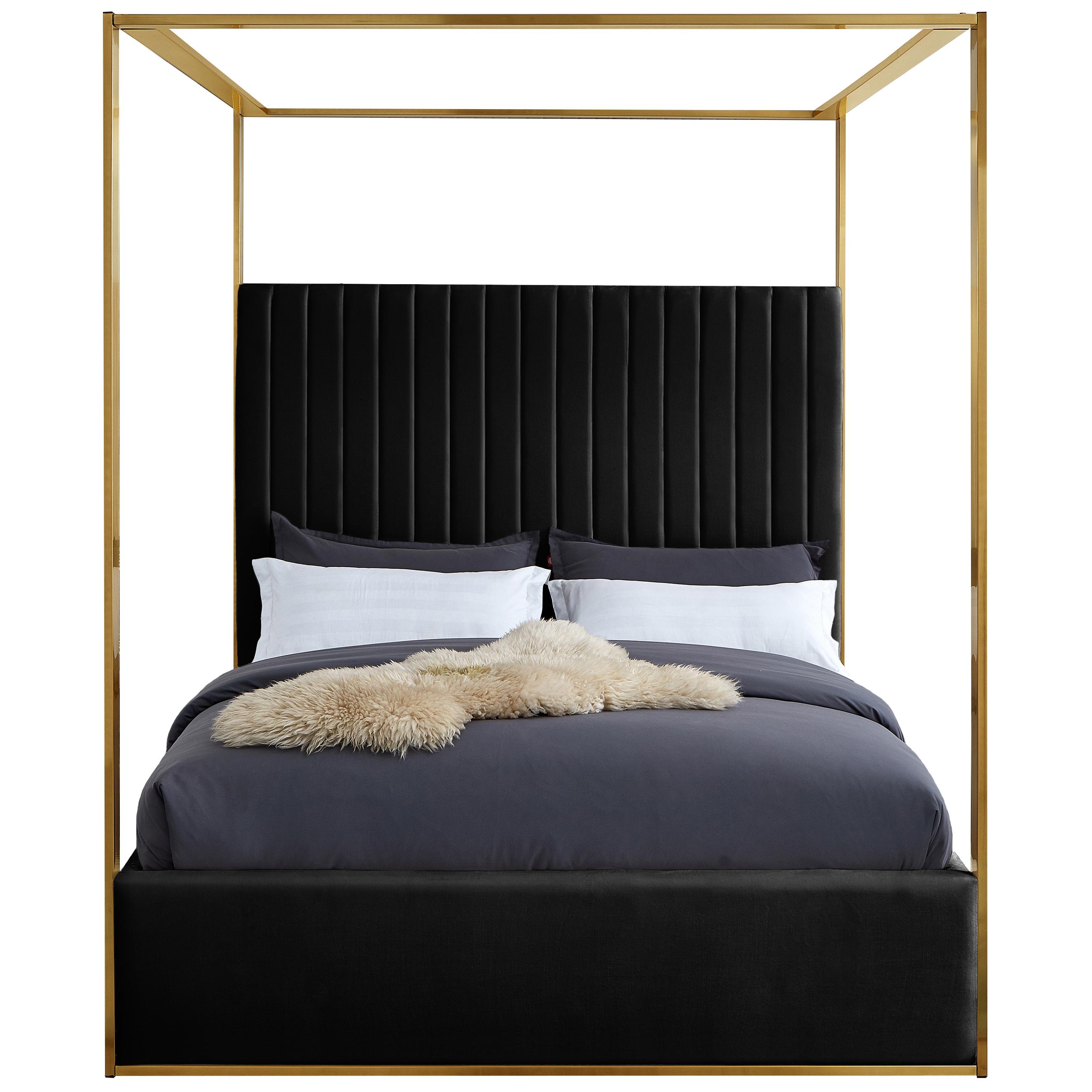 Meridian Jones Black Velvet King Bed
