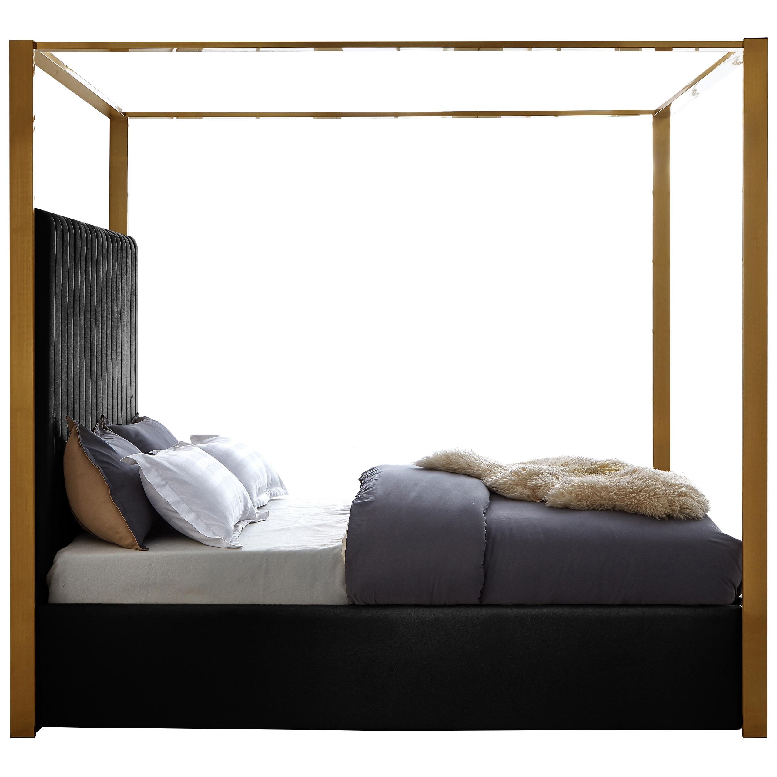 Meridian Jones Black Velvet King Bed