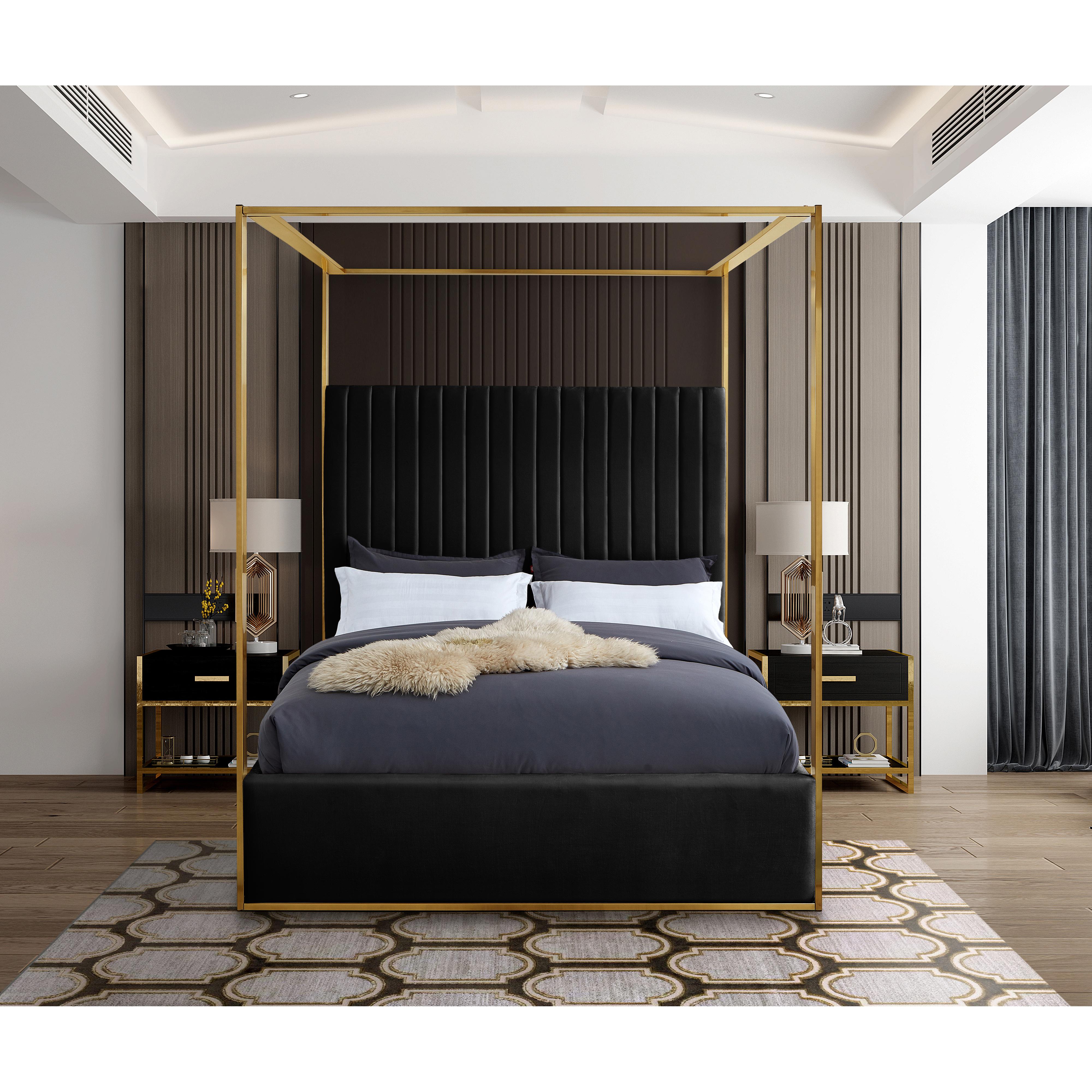 Meridian Jones Black Velvet Queen Bed