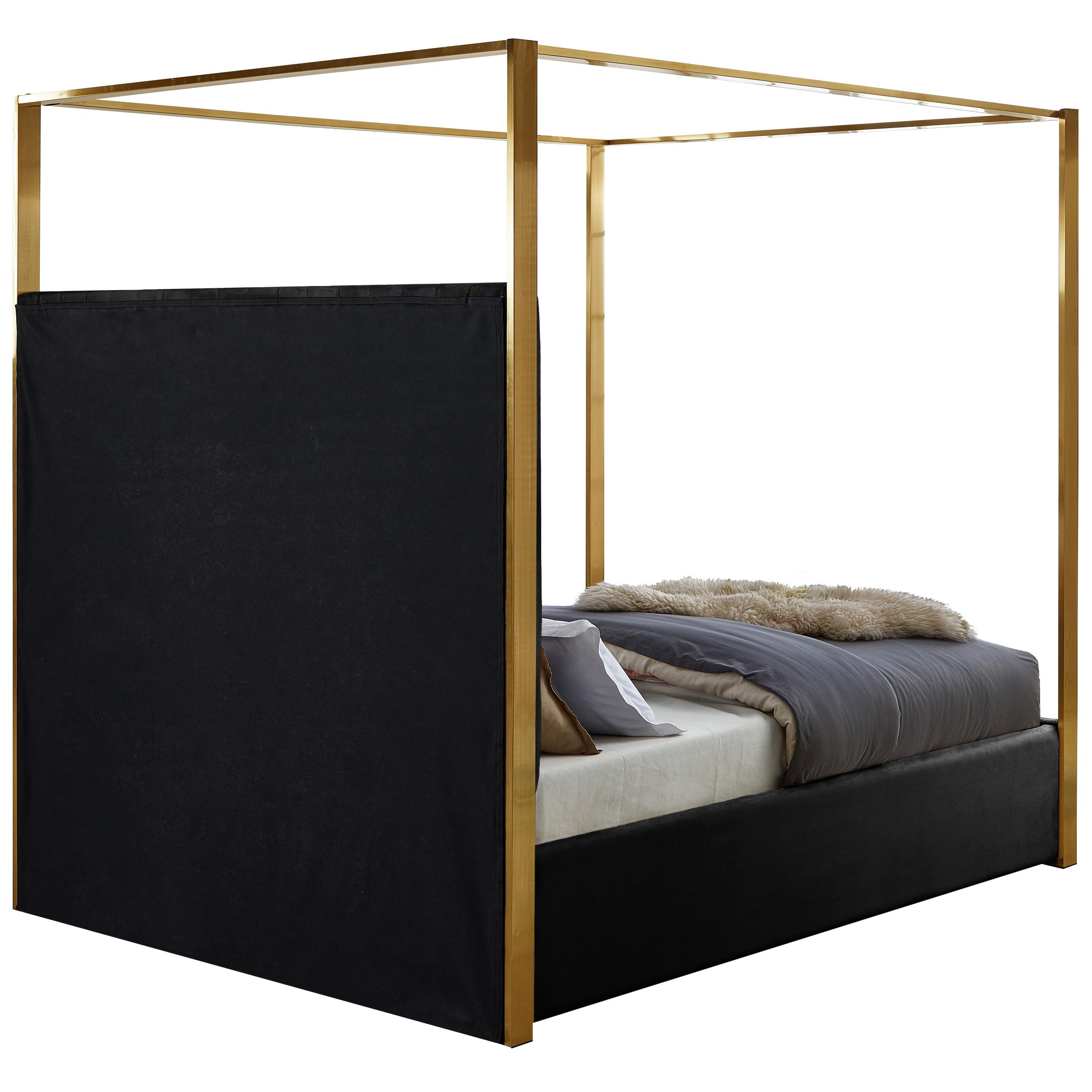 Meridian Jones Black Velvet Queen Bed