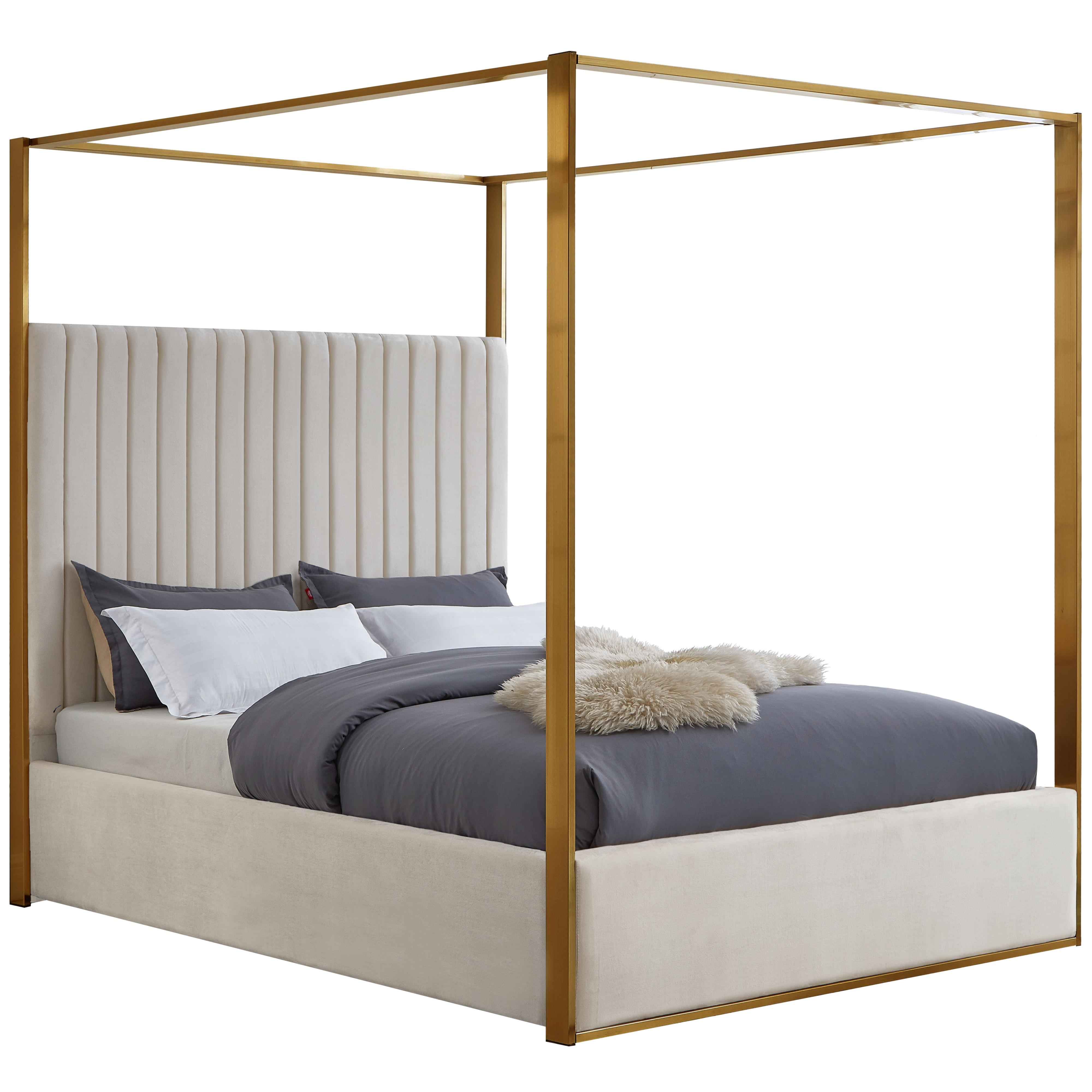 Meridian Jones Cream Velvet King Bed