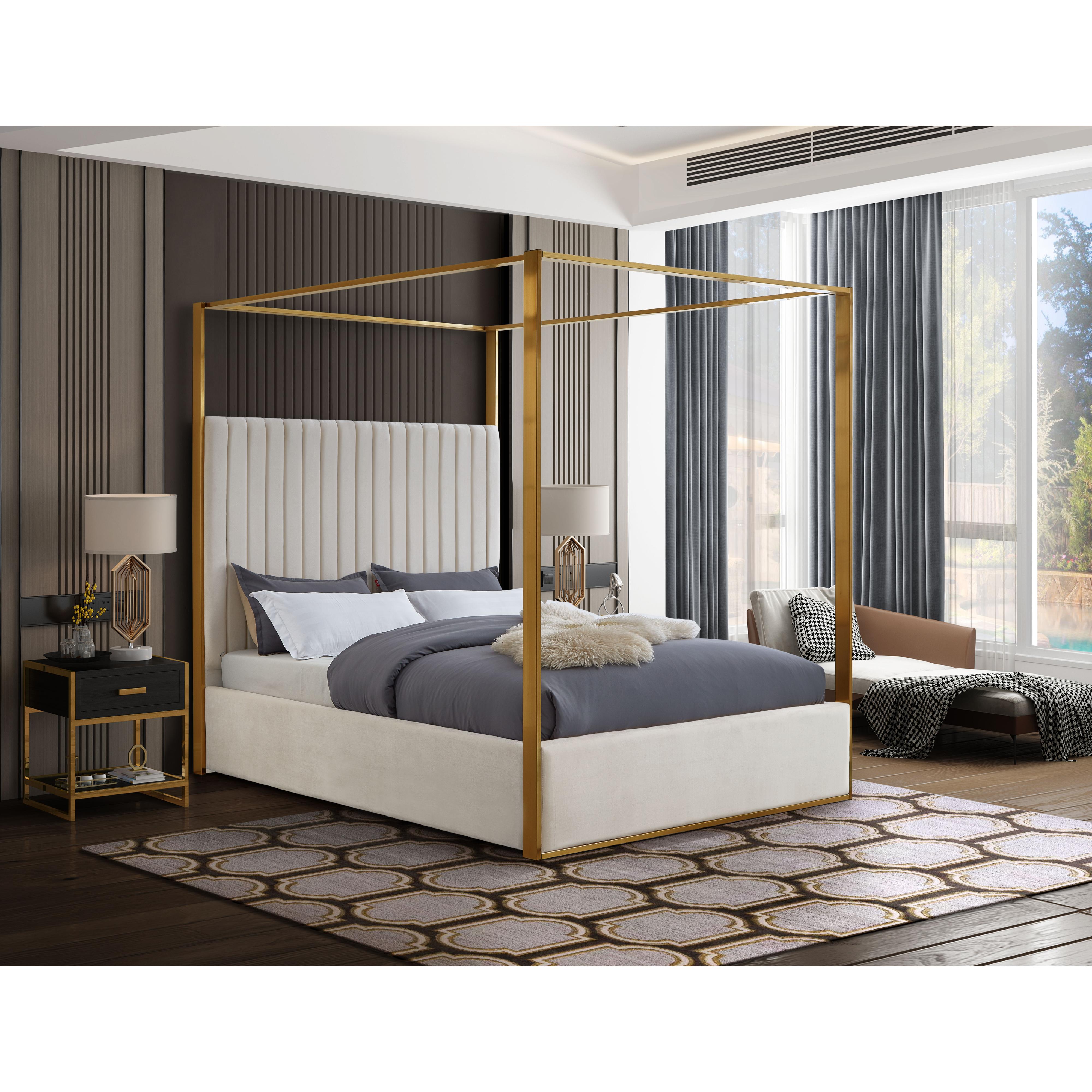 Meridian Jones Cream Velvet King Bed