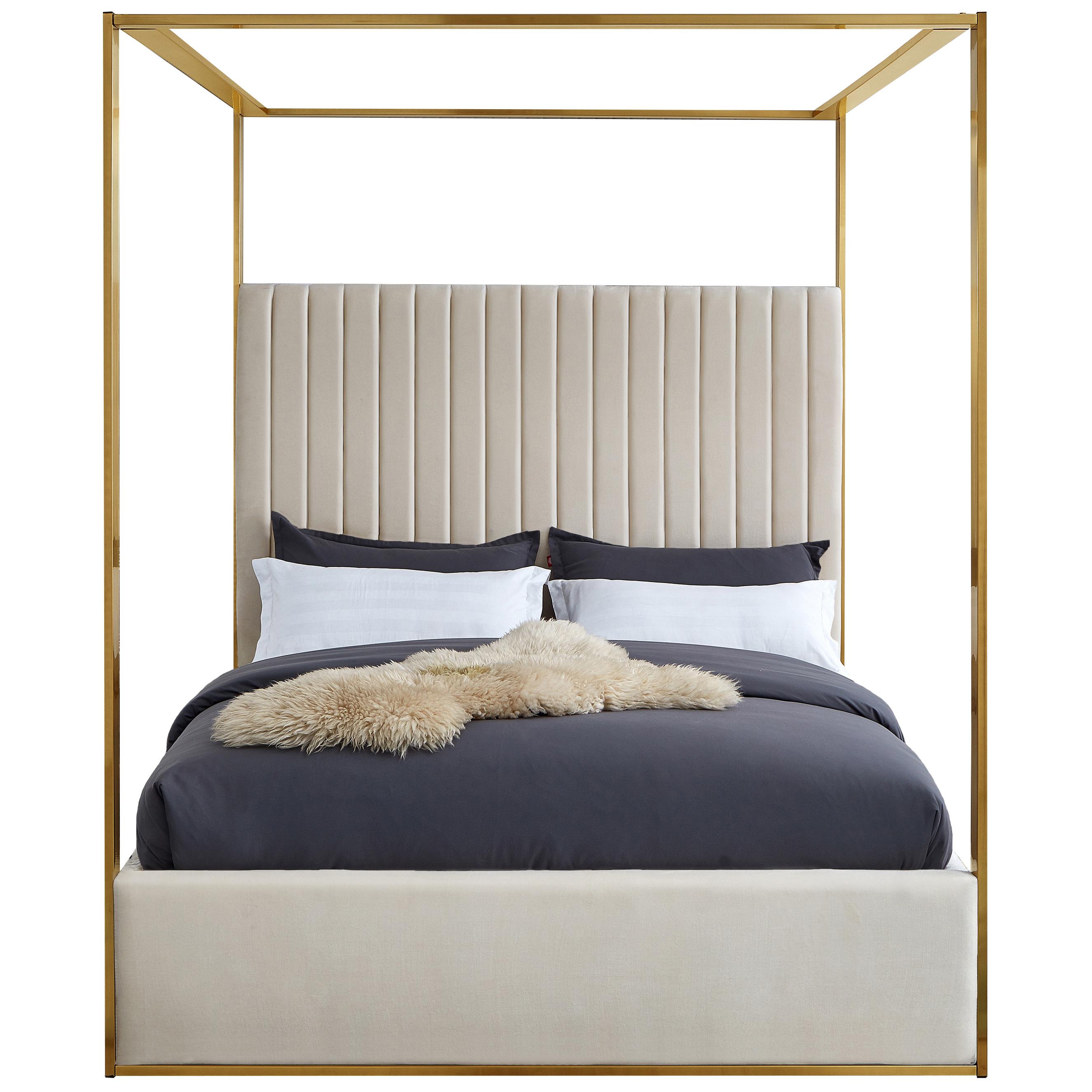 Meridian Jones Cream Velvet King Bed