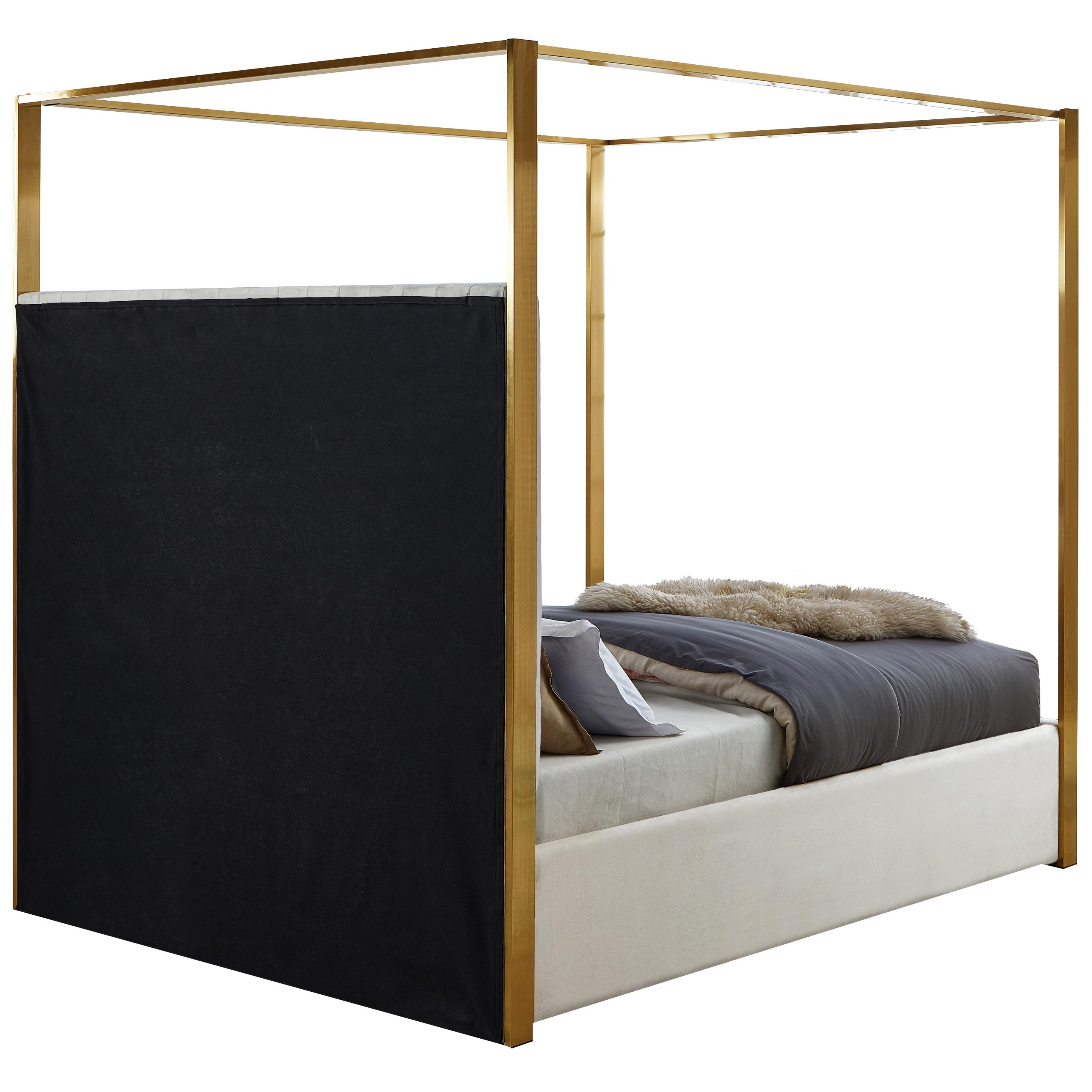 Meridian Jones Cream Velvet Queen Bed
