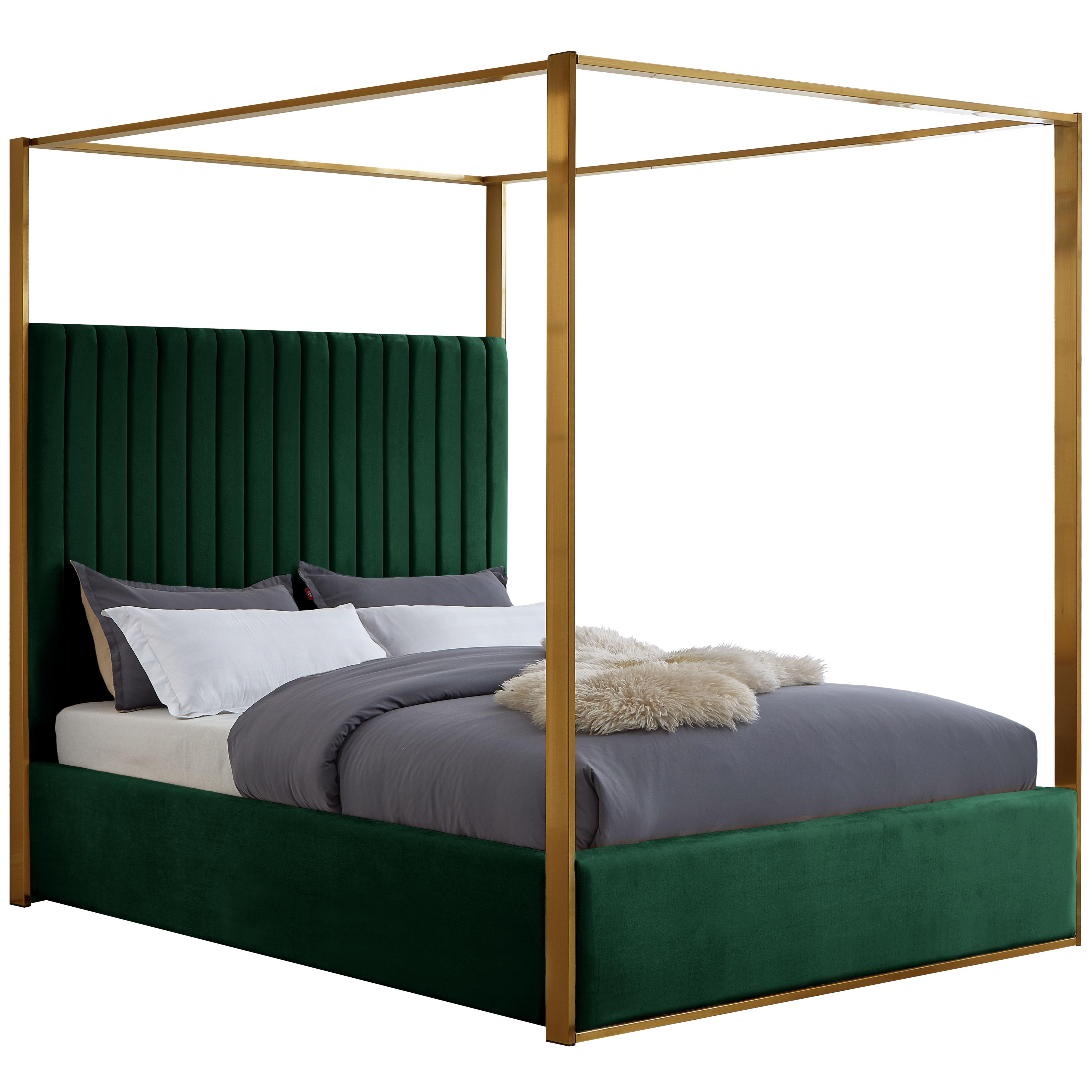 Meridian Jones Green Velvet King Bed