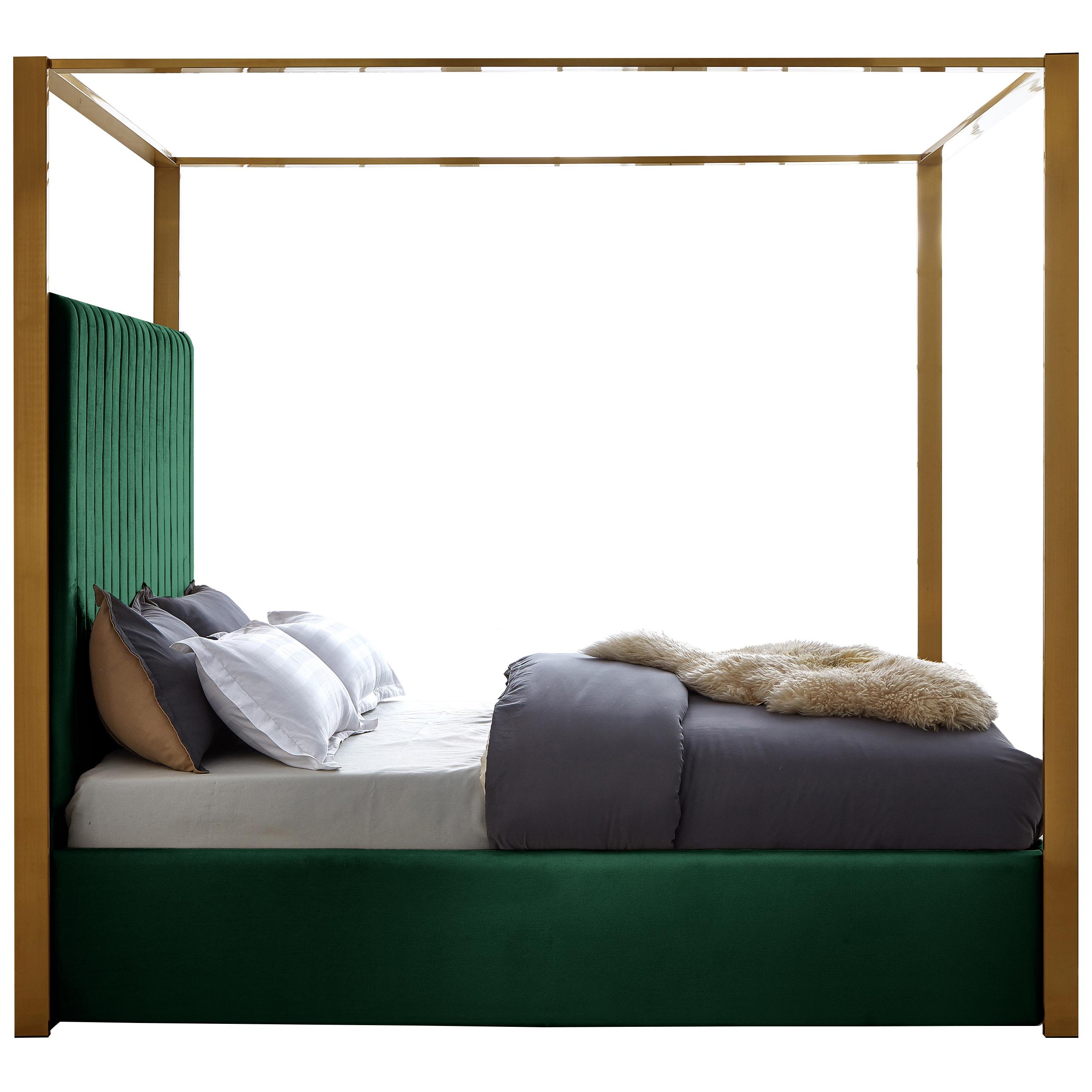 Meridian Jones Green Velvet King Bed