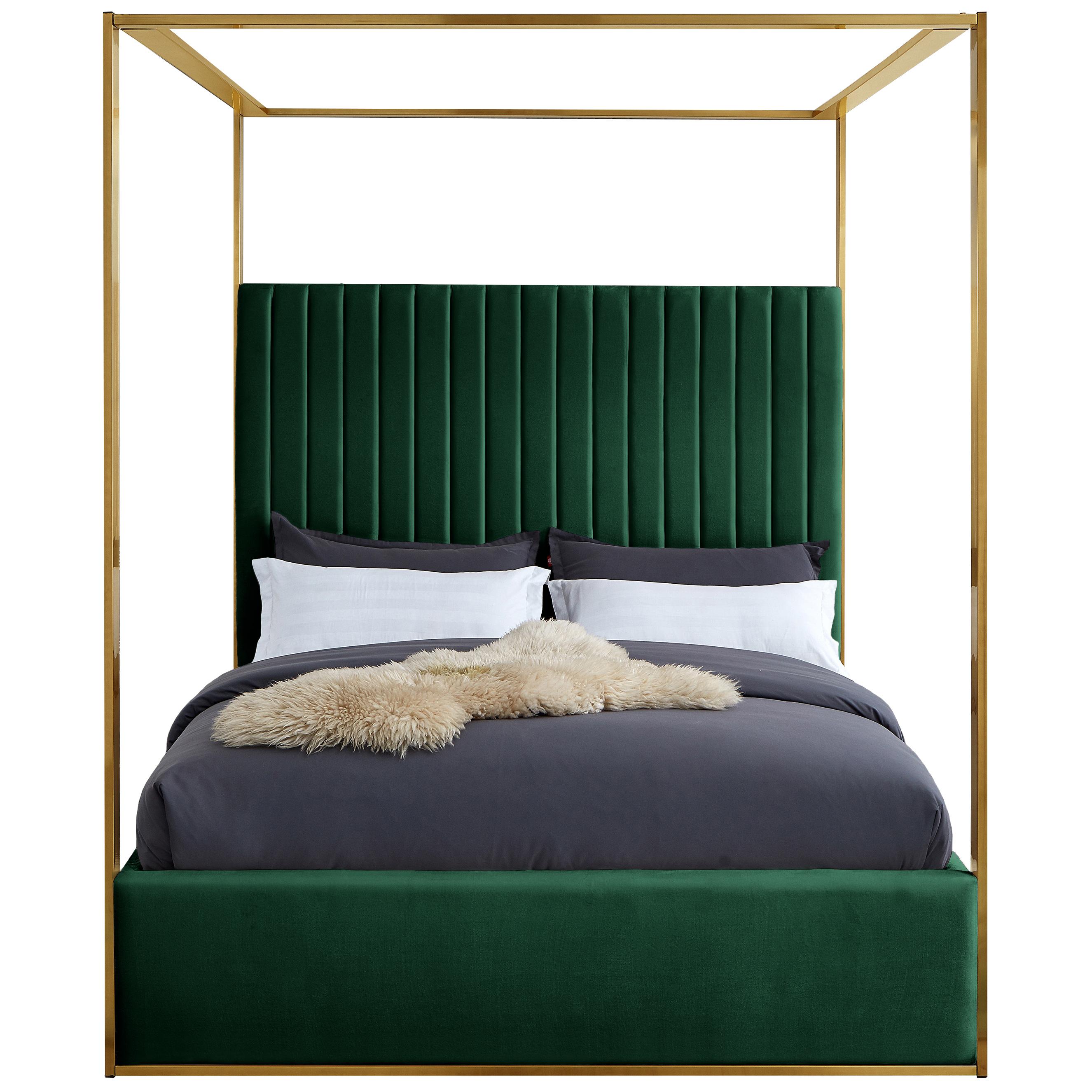 Meridian Jones Green Velvet Queen Bed