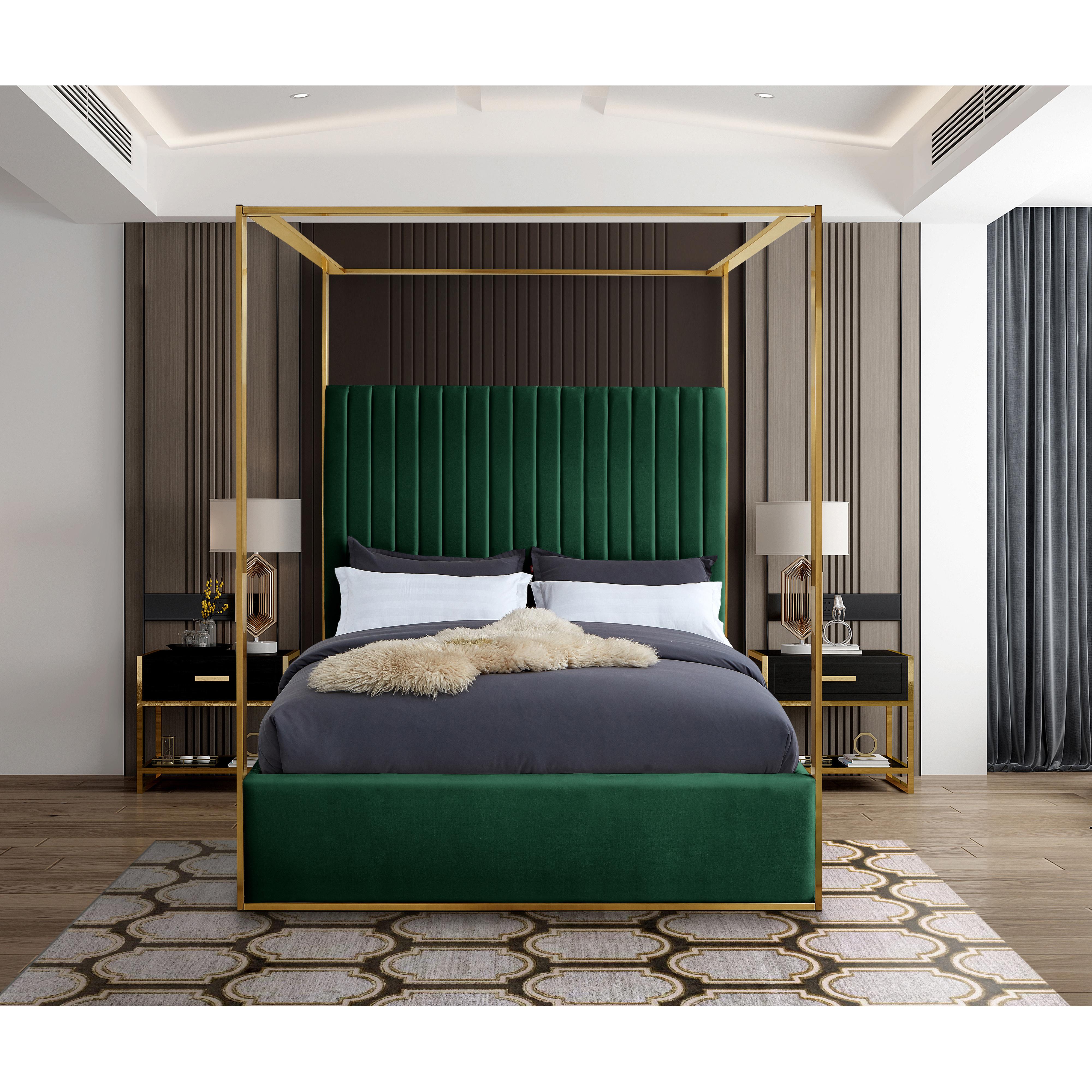 Meridian Jones Green Velvet Queen Bed