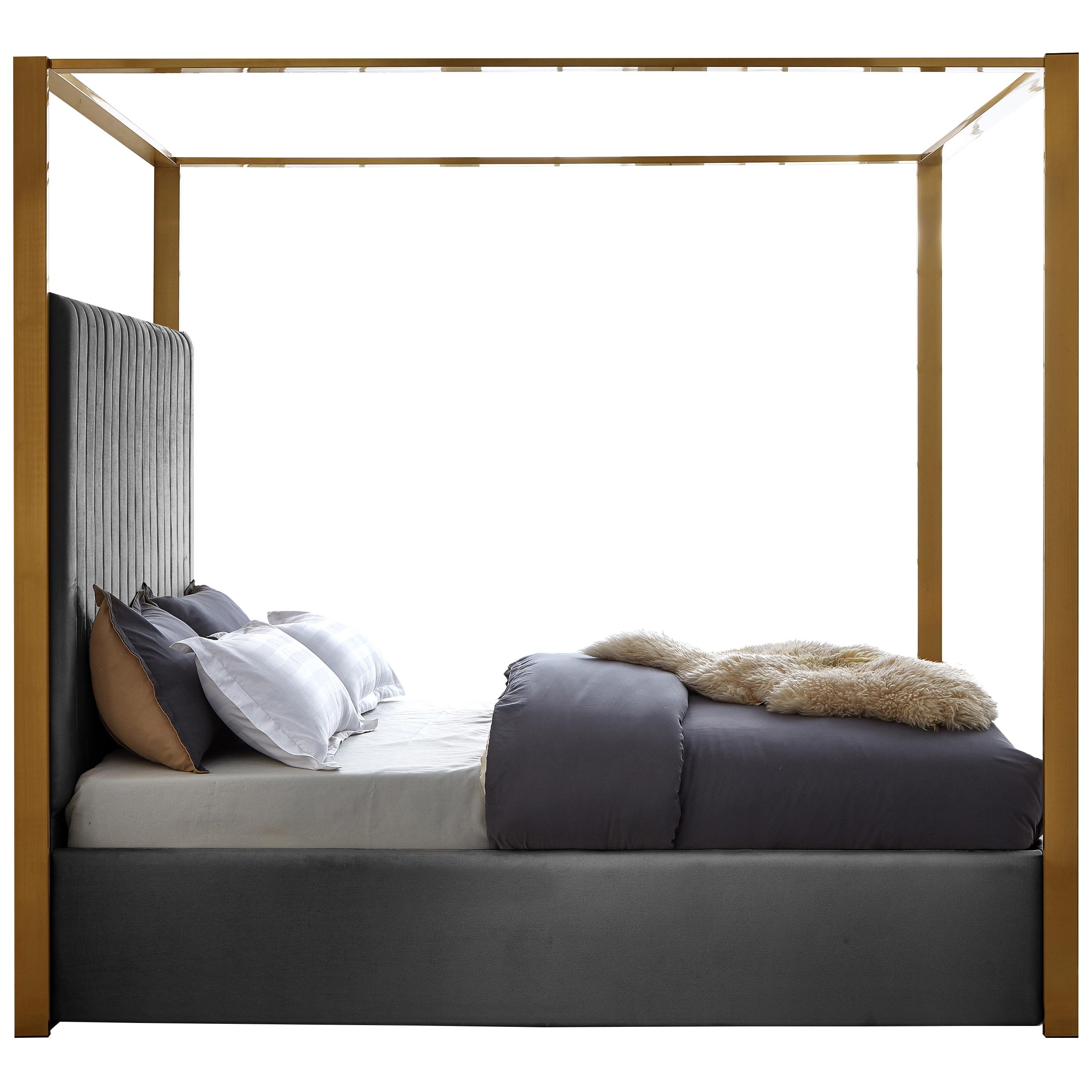 Meridian Jones Grey Velvet King Bed