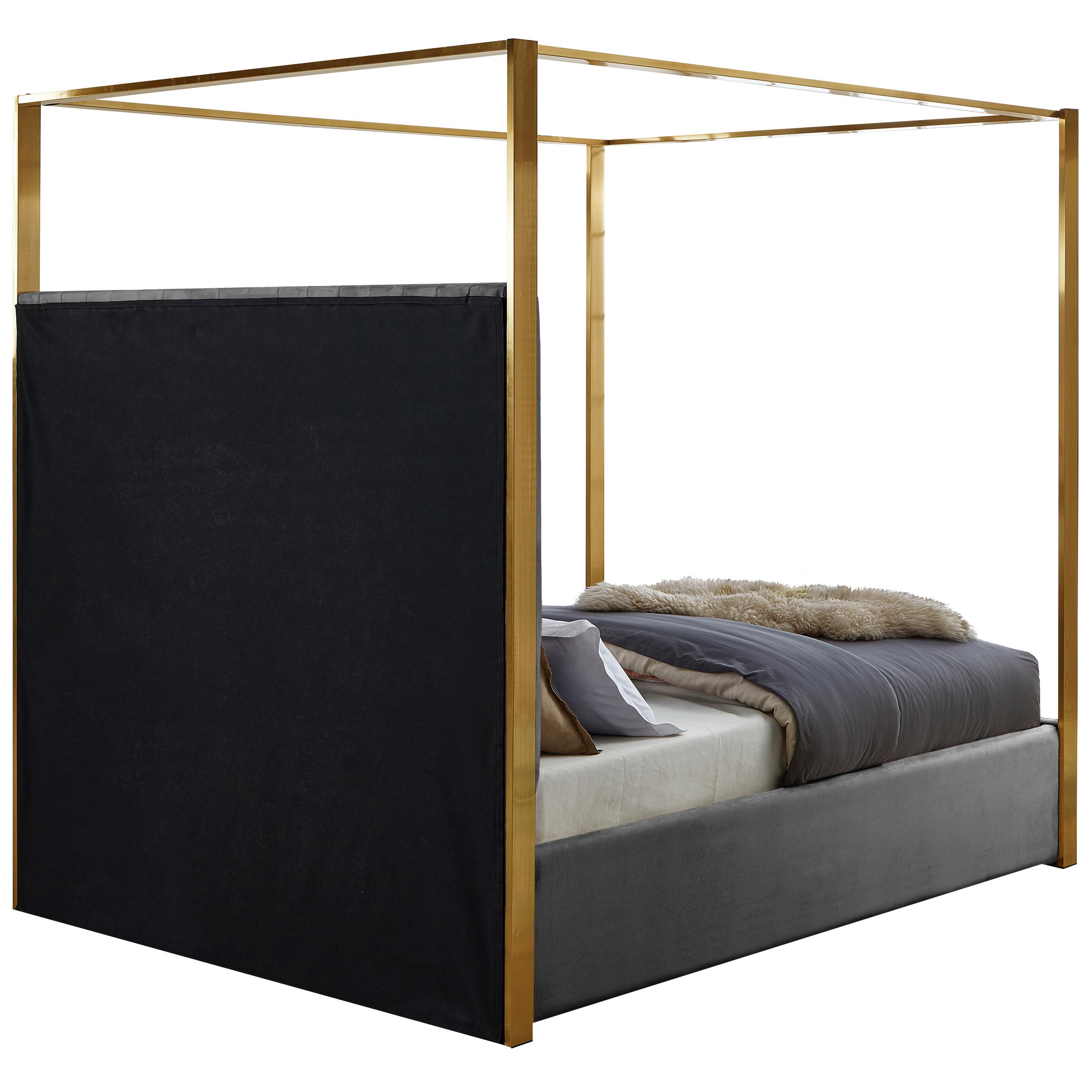 Meridian Jones Grey Velvet King Bed