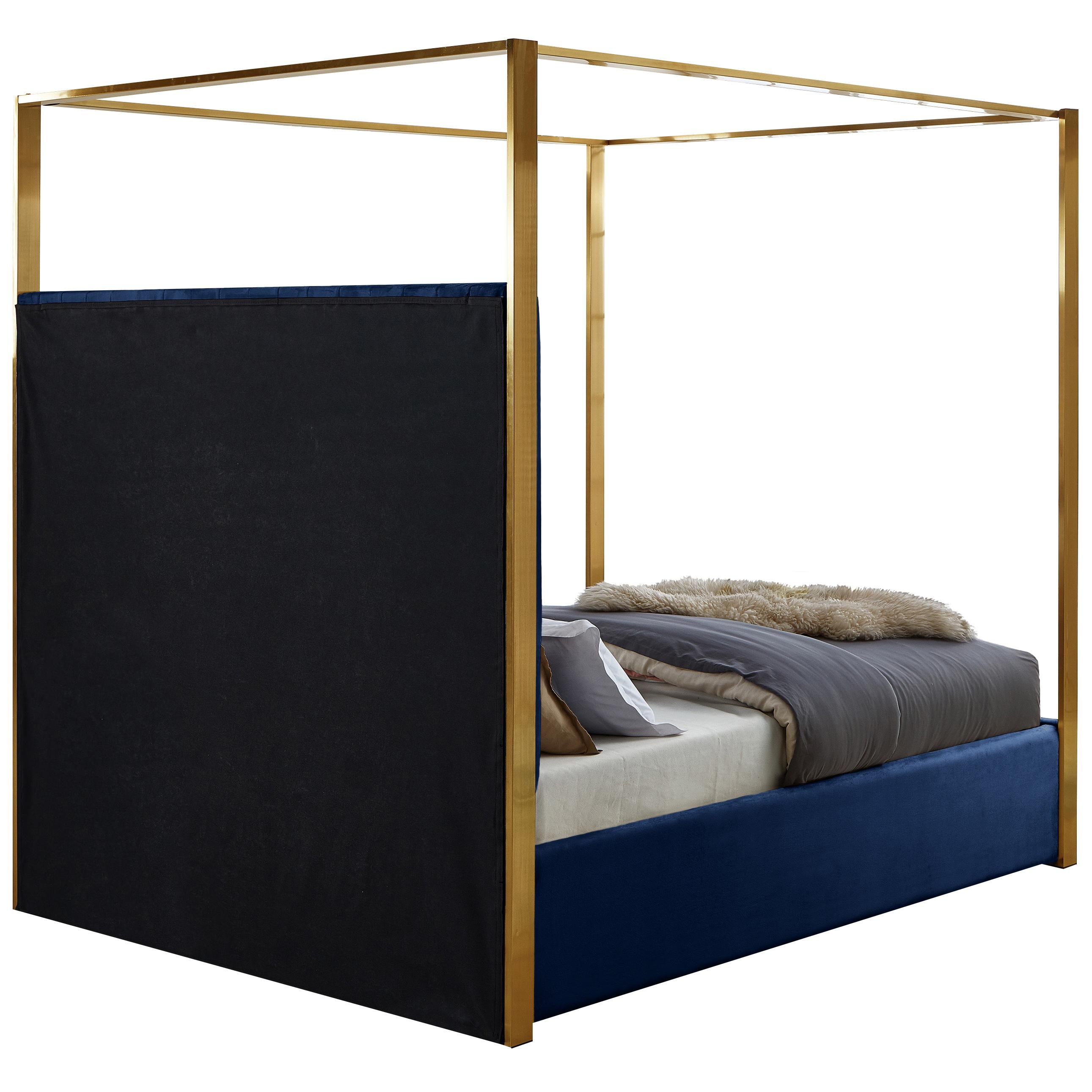Meridian Jones Navy Velvet King Bed