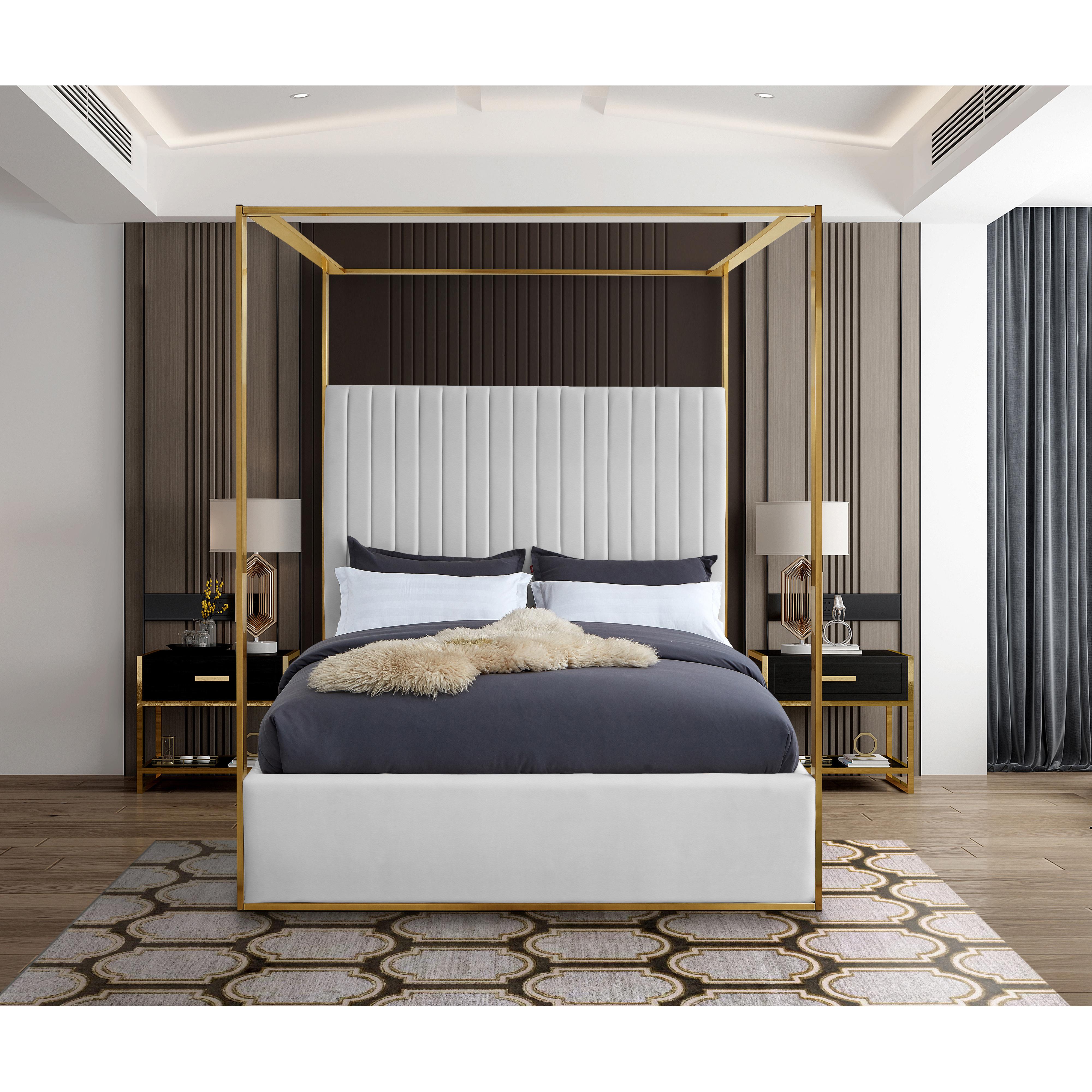 Meridian Jones White Vegan Leather King Bed