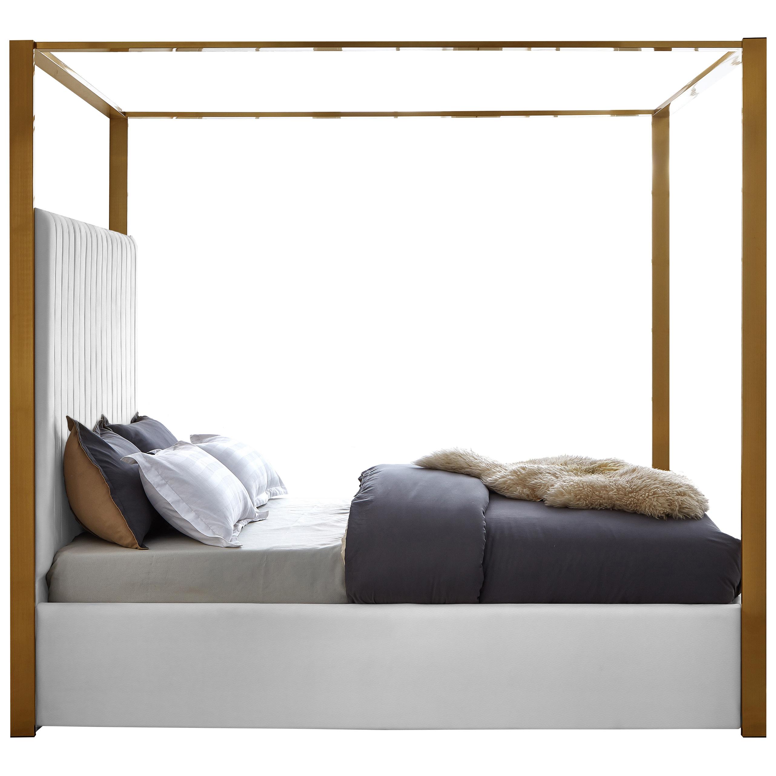Meridian Jones White Vegan Leather King Bed