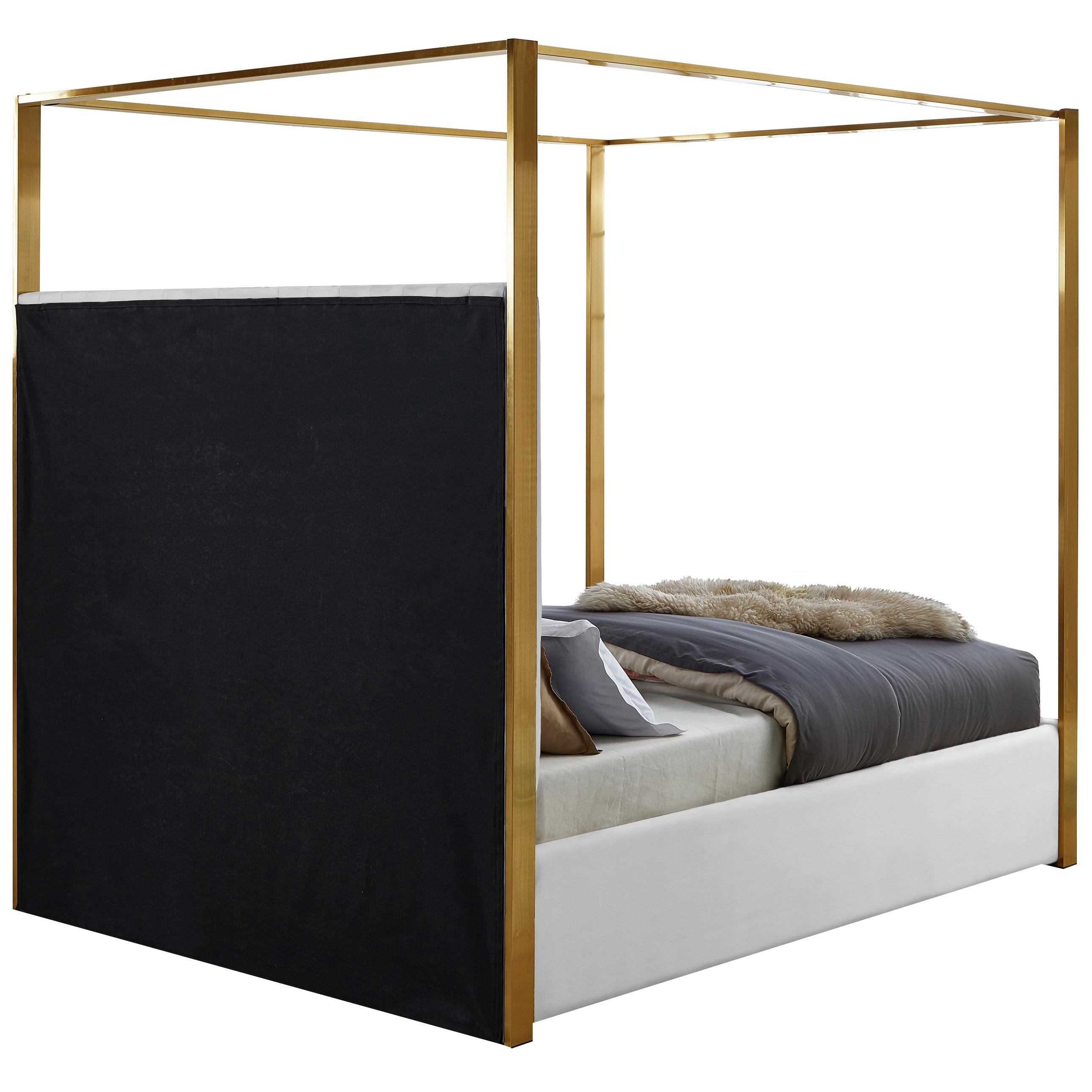 Meridian Jones White Vegan Leather Queen Bed
