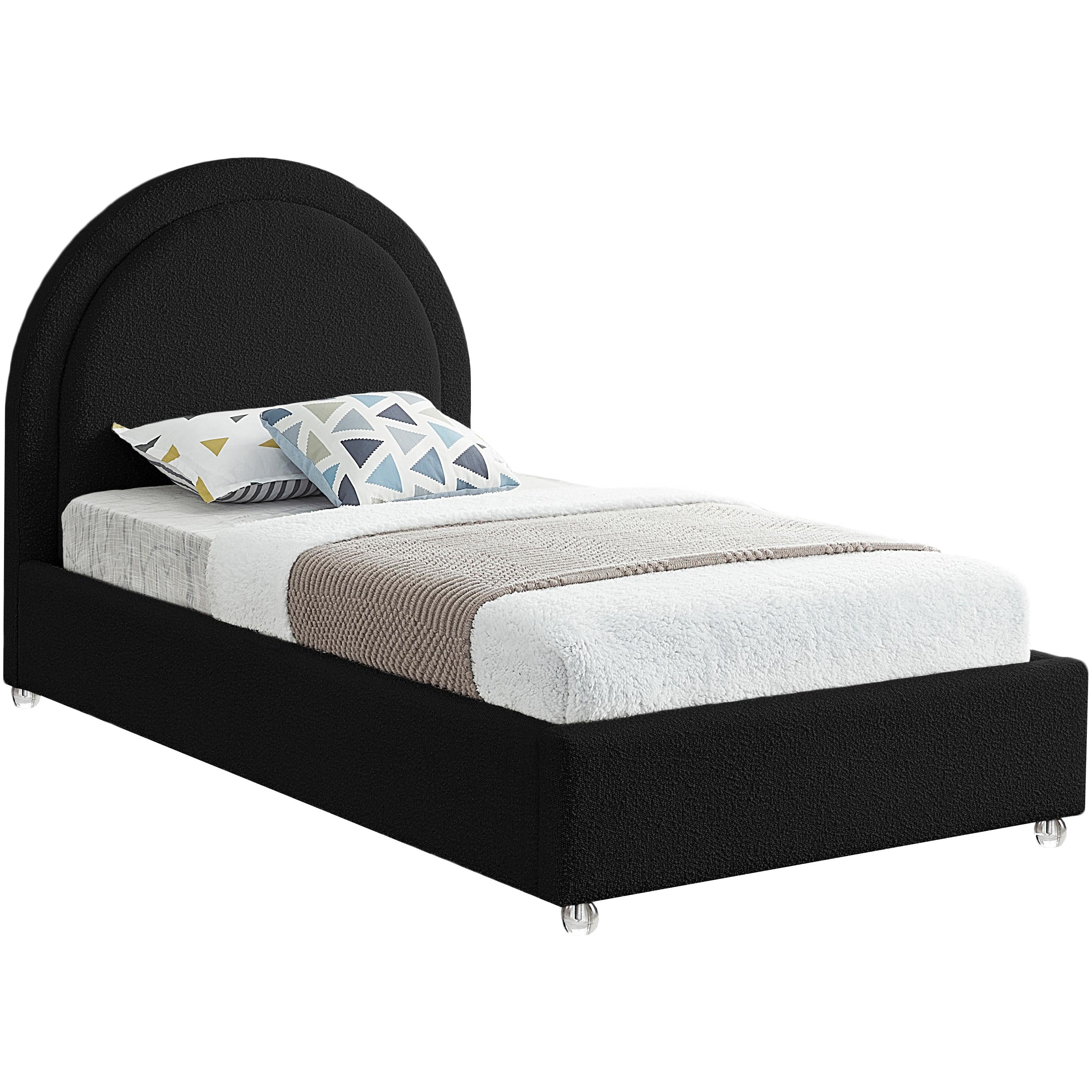 Meridian Milo Black Fabric Twin Bed