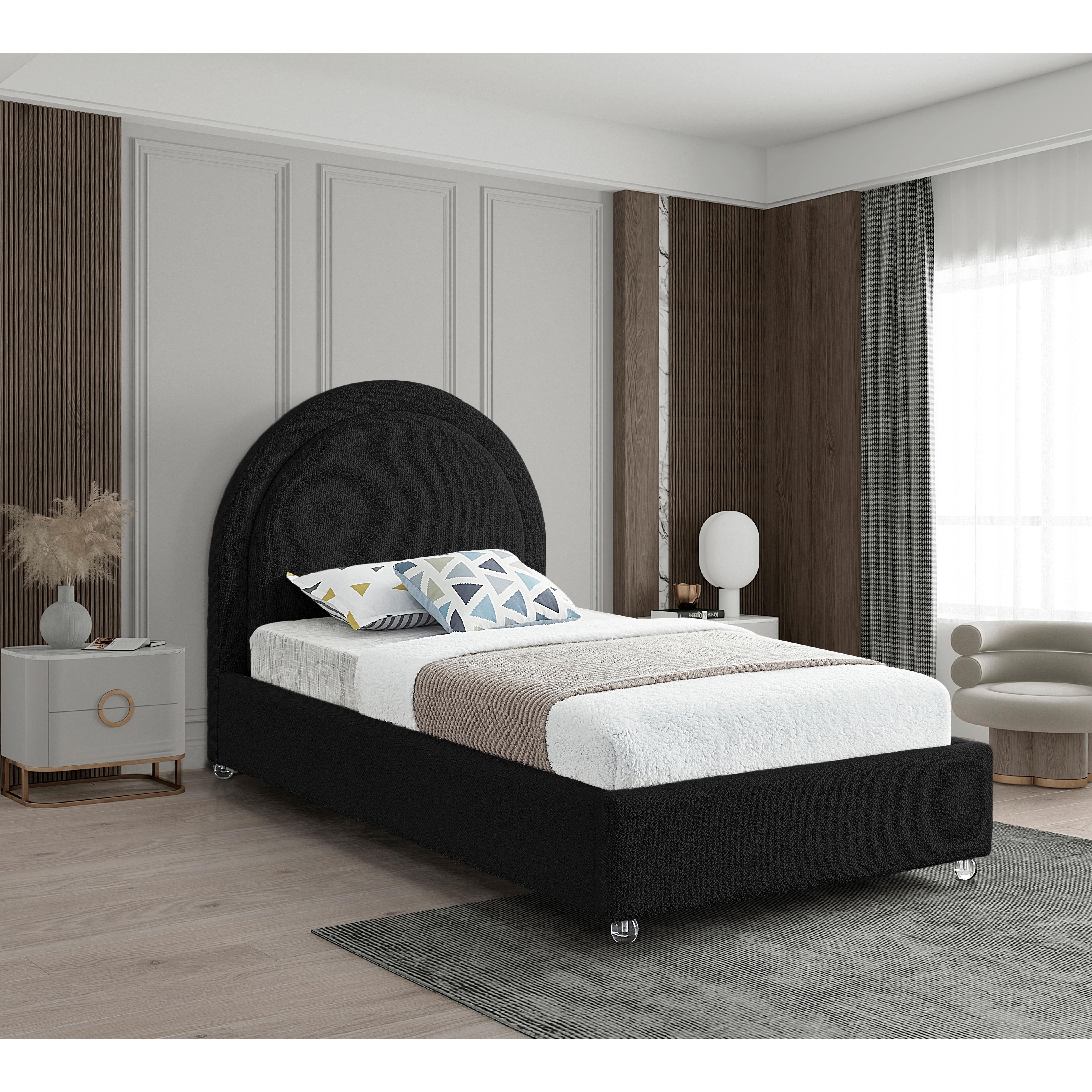 Meridian Milo Black Fabric Twin Bed