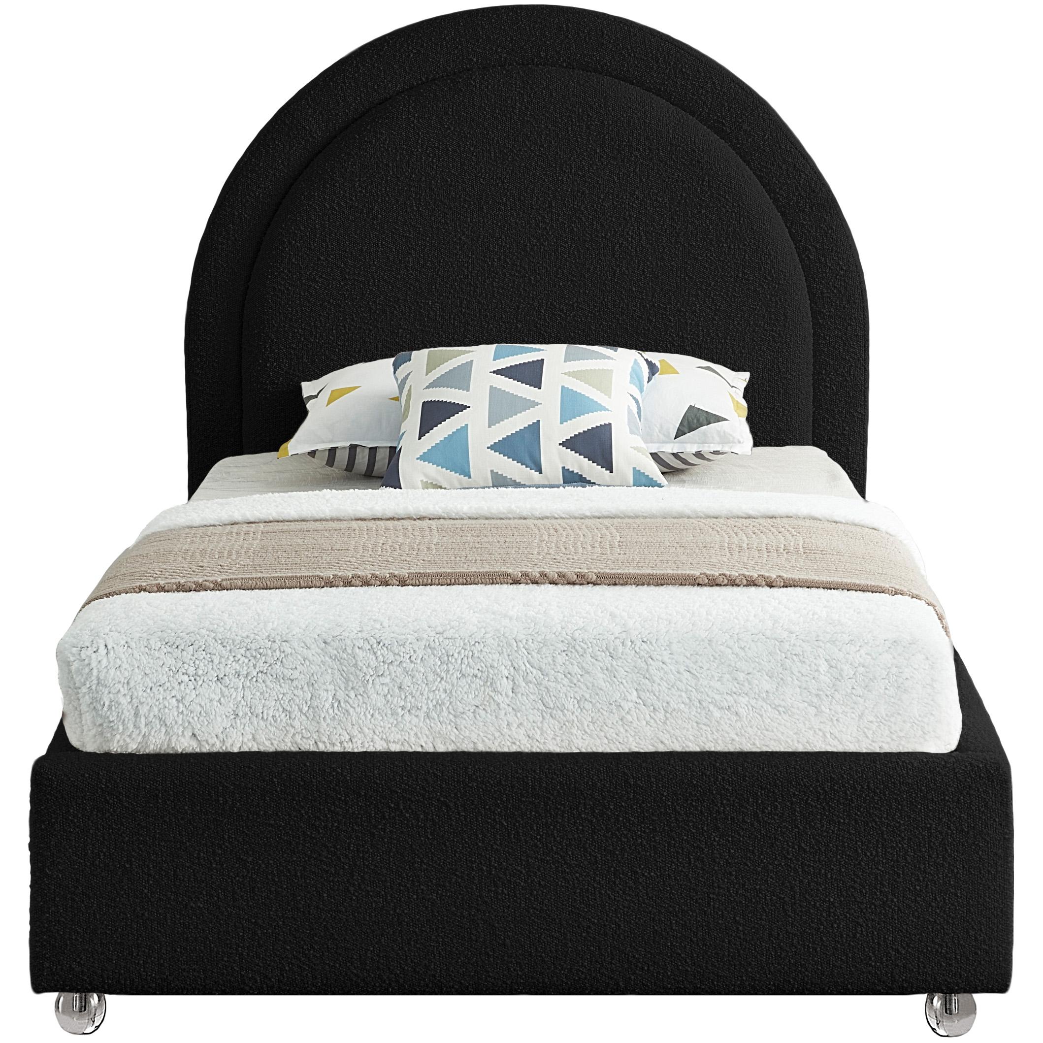 Meridian Milo Black Fabric Twin Bed