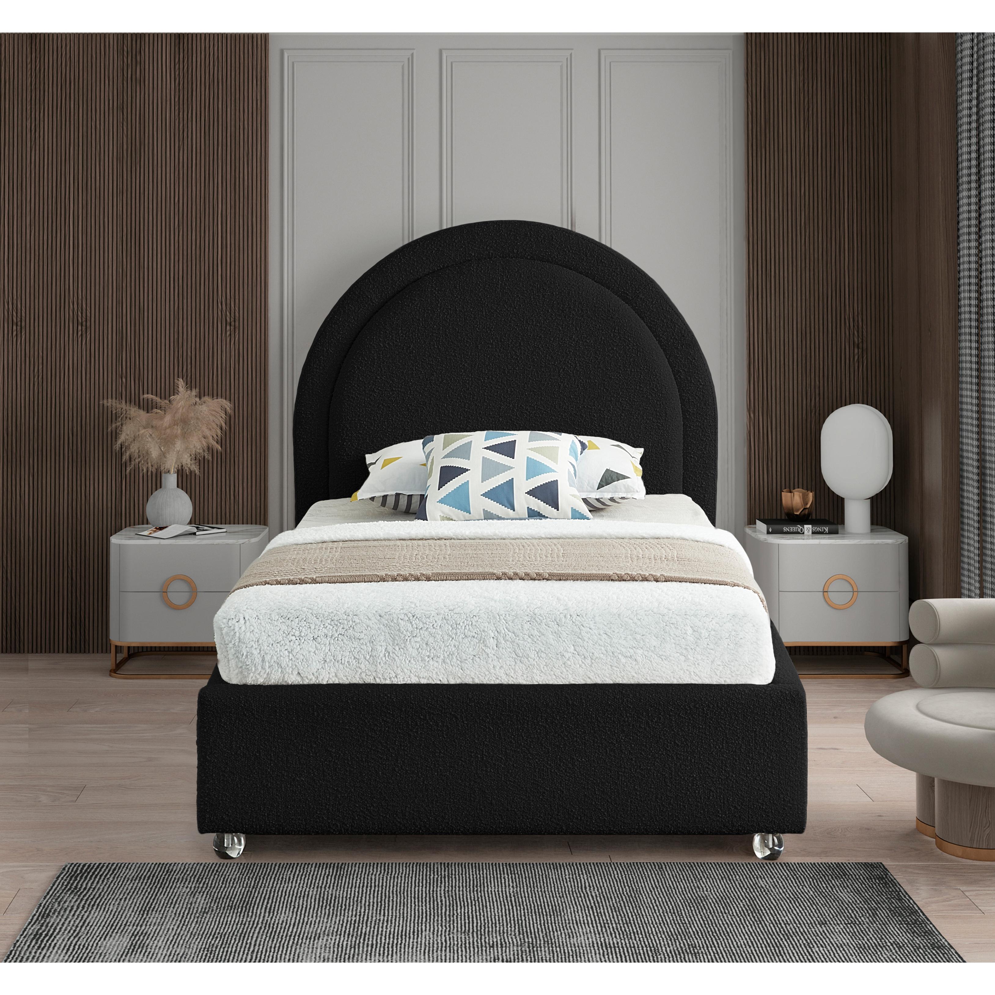 Meridian Milo Black Fabric Twin Bed