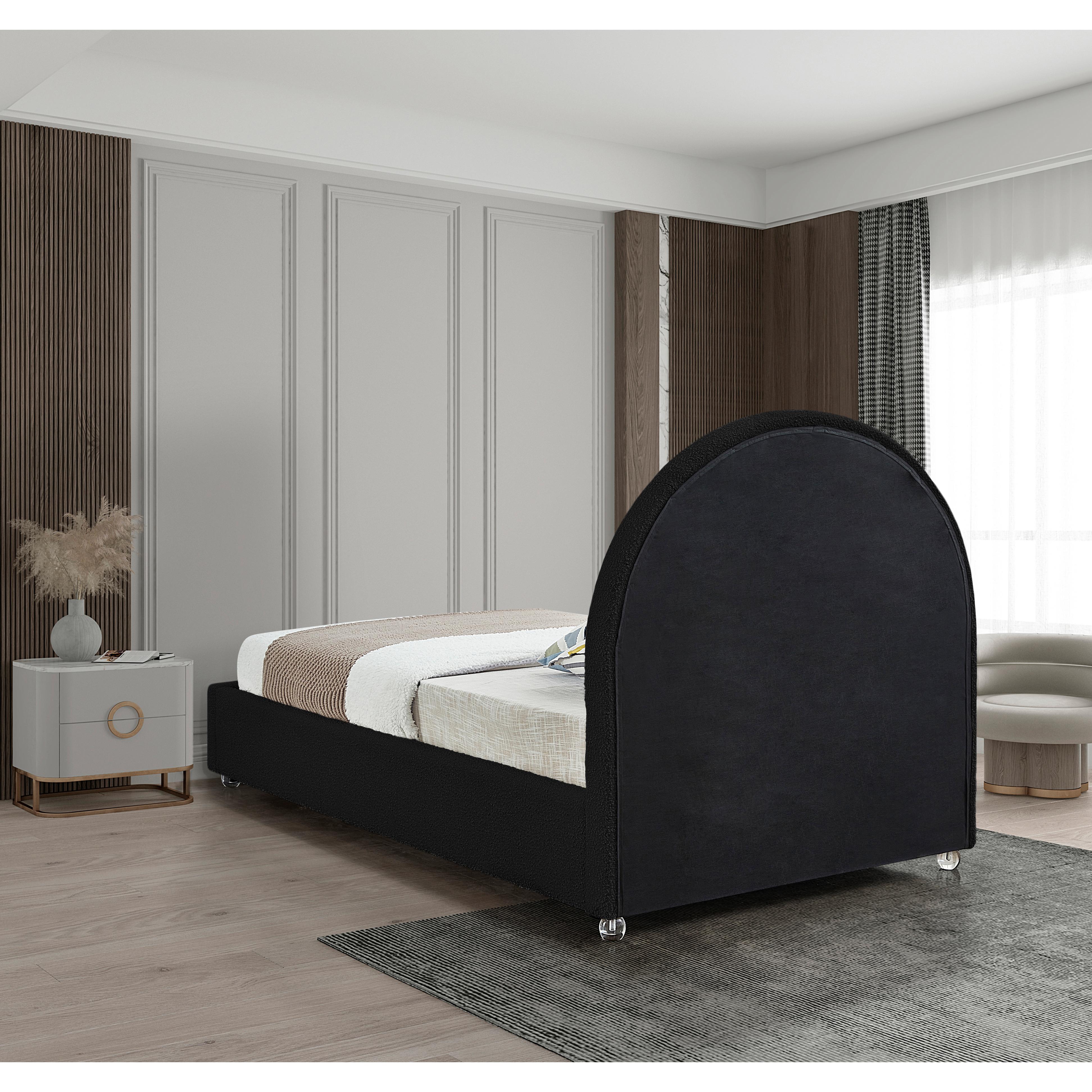 Meridian Milo Black Fabric Twin Bed