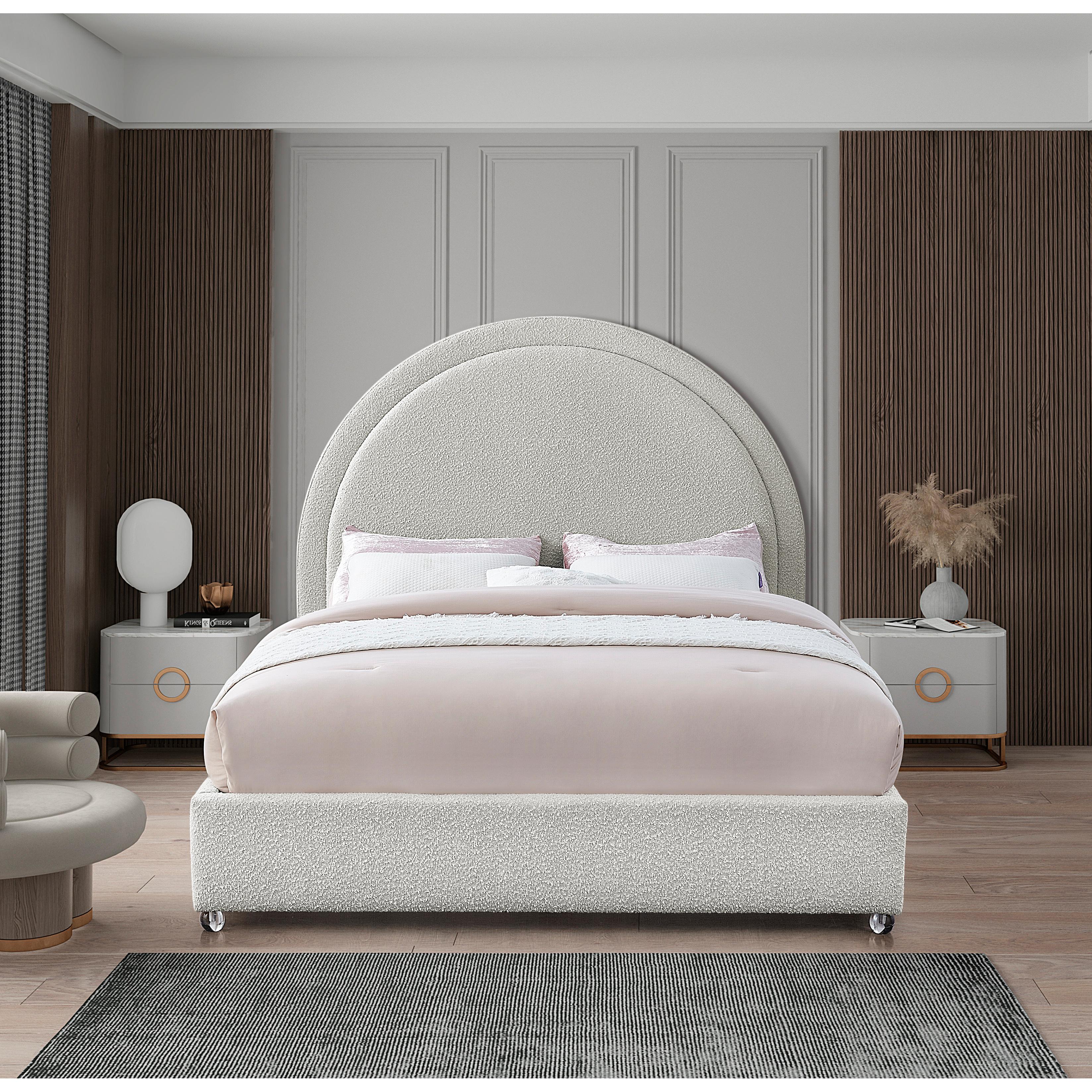 Meridian Milo Cream Fabric King Bed