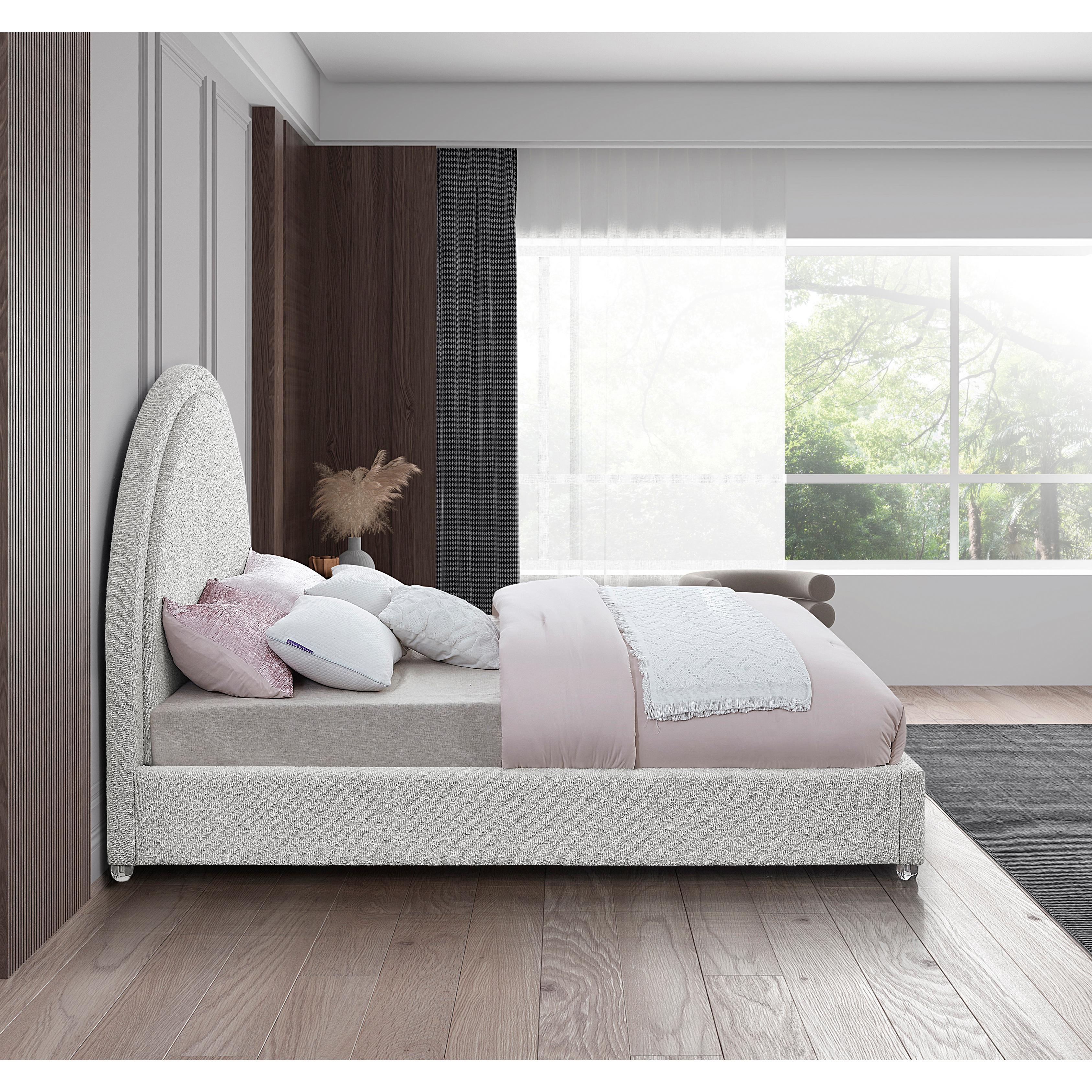 Meridian Milo Cream Fabric King Bed