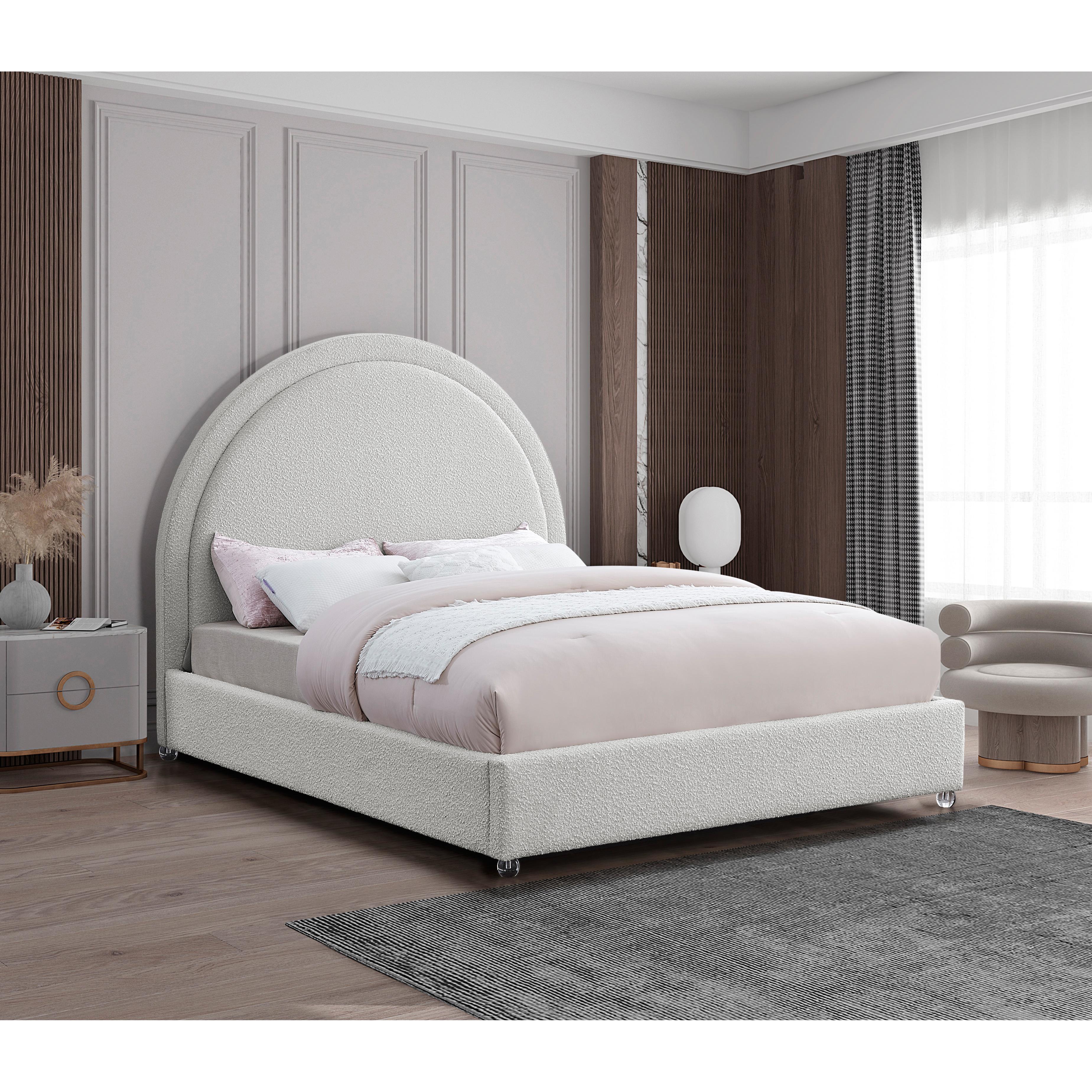 Meridian Milo Cream Fabric Queen Bed