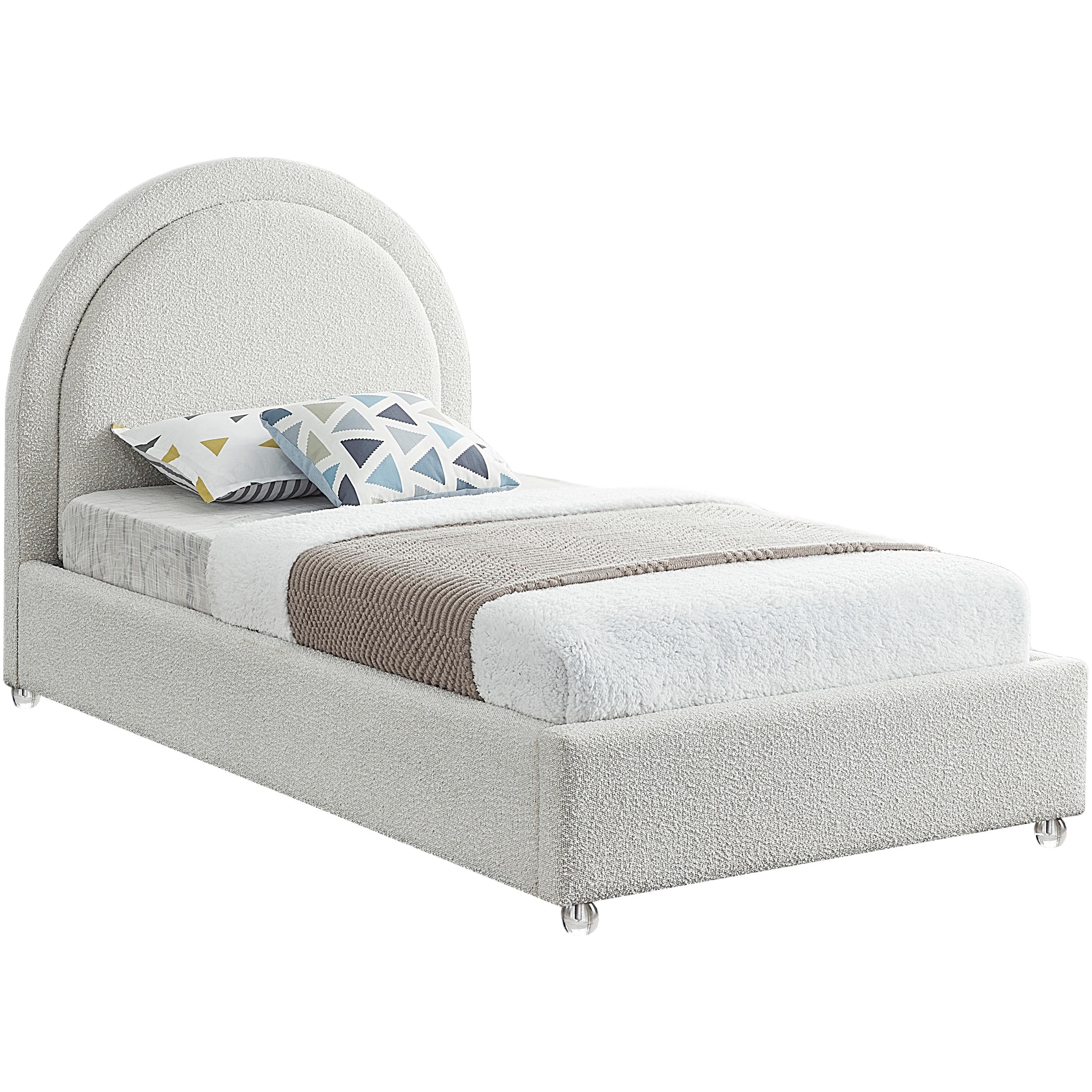 Meridian Milo Cream Fabric Twin Bed