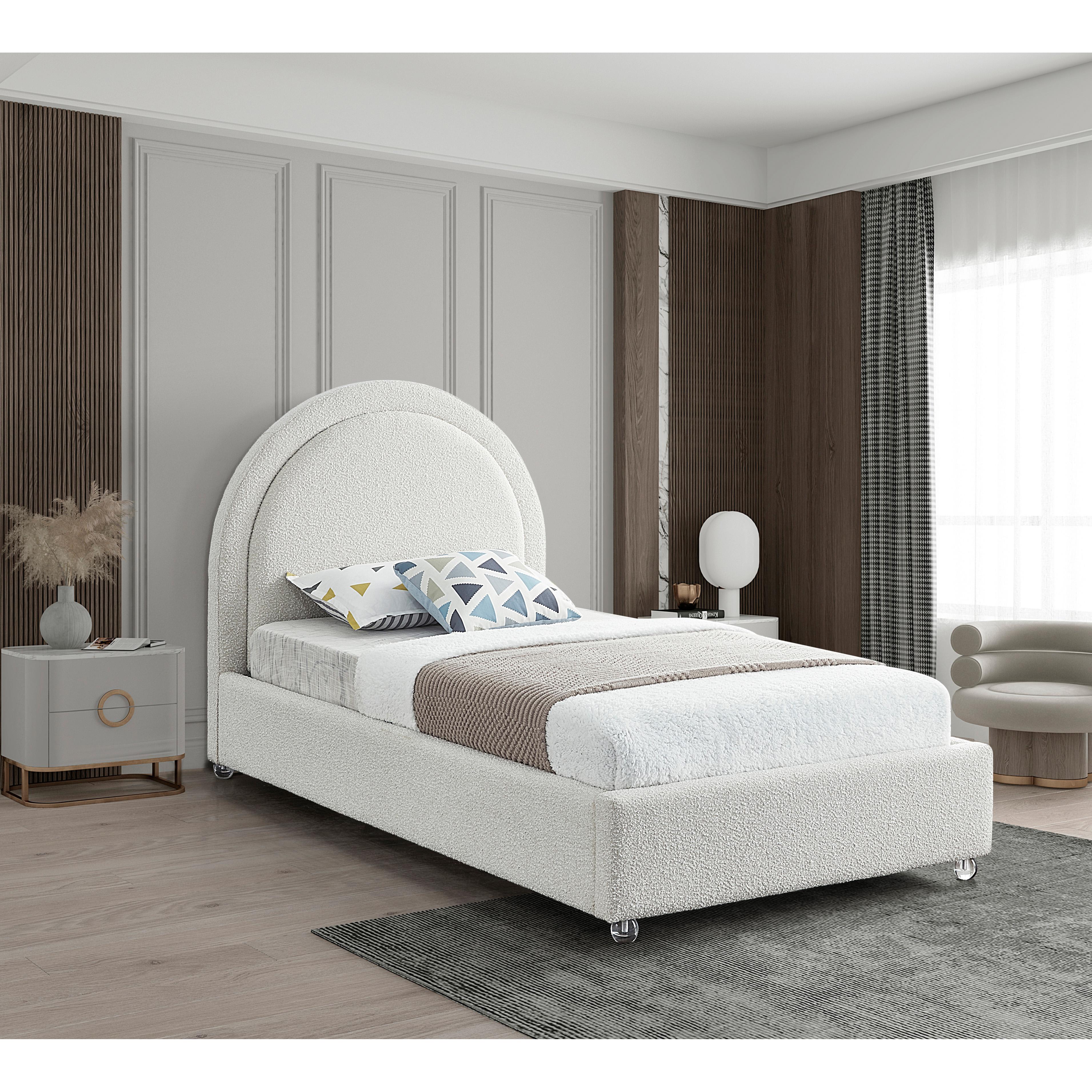Meridian Milo Cream Fabric Twin Bed