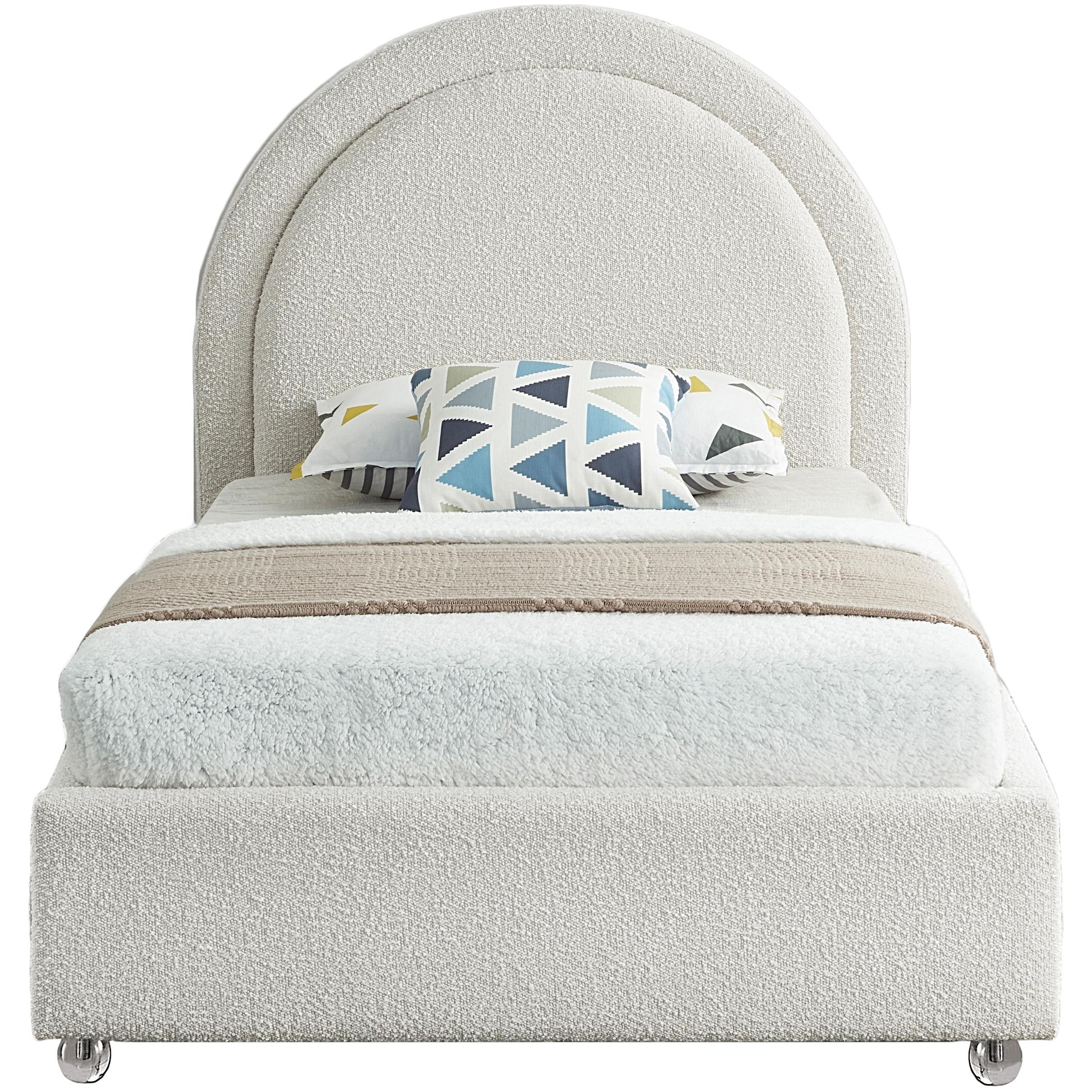 Meridian Milo Cream Fabric Twin Bed