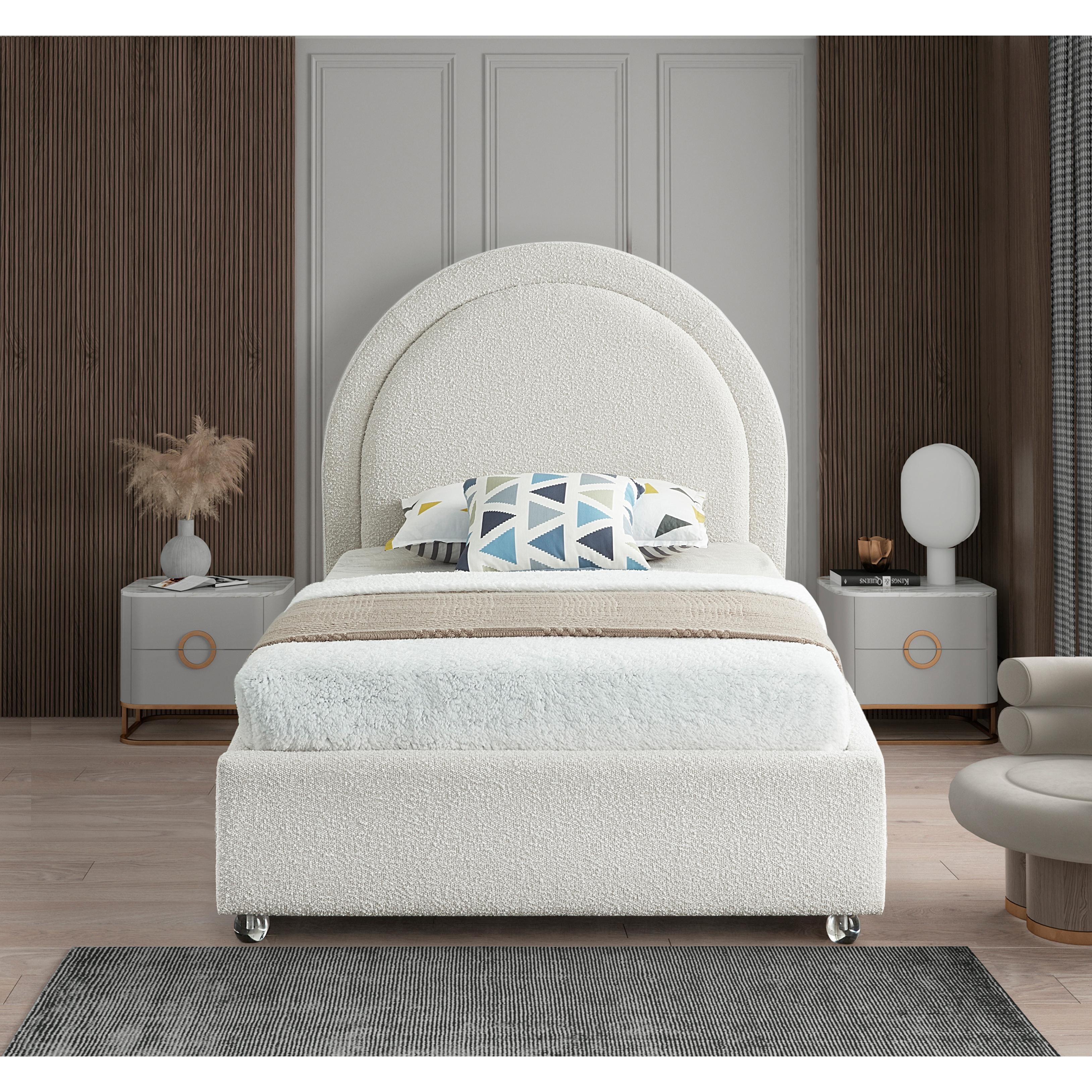 Meridian Milo Cream Fabric Twin Bed