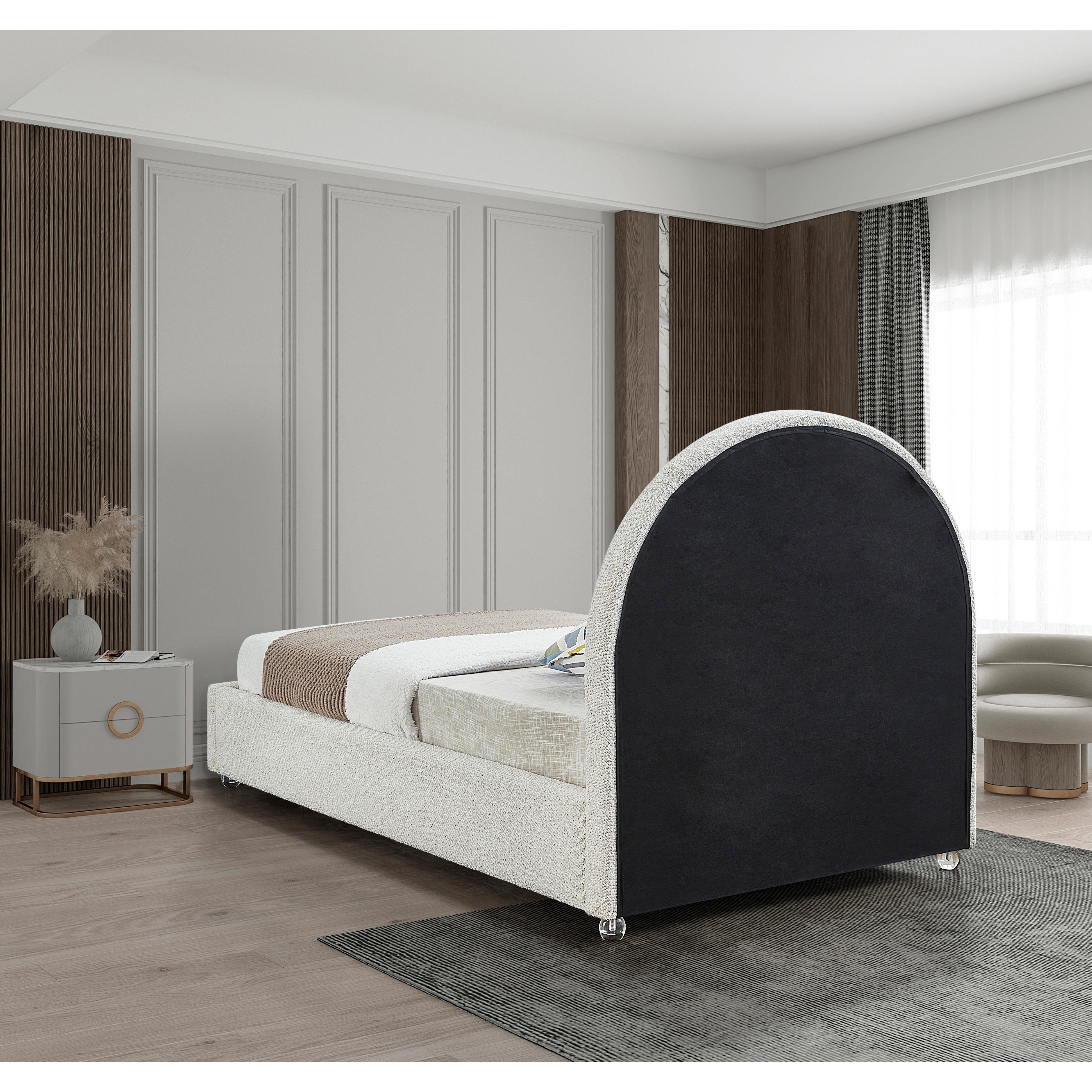 Meridian Milo Cream Fabric Twin Bed