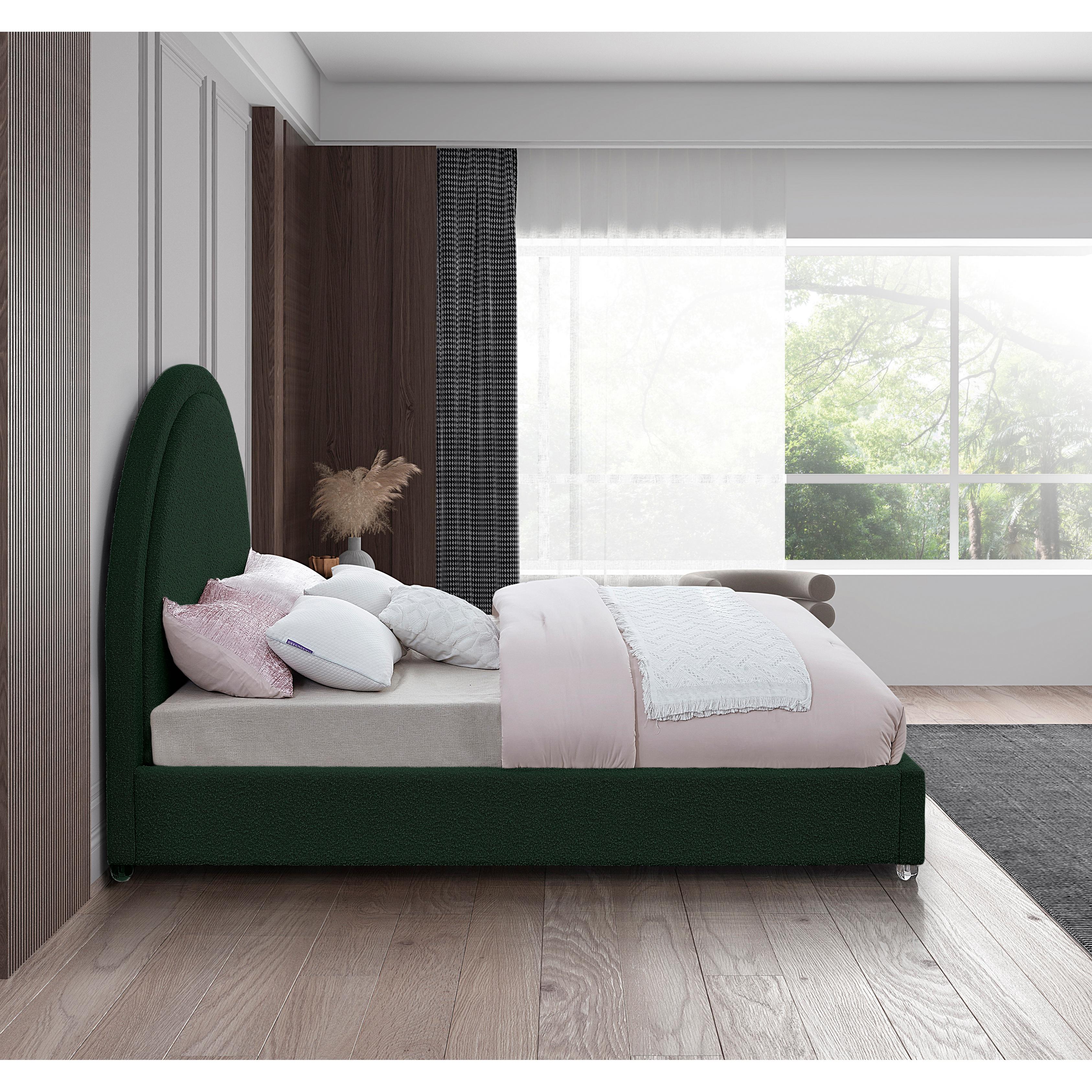 Meridian Milo Green Fabric King Bed