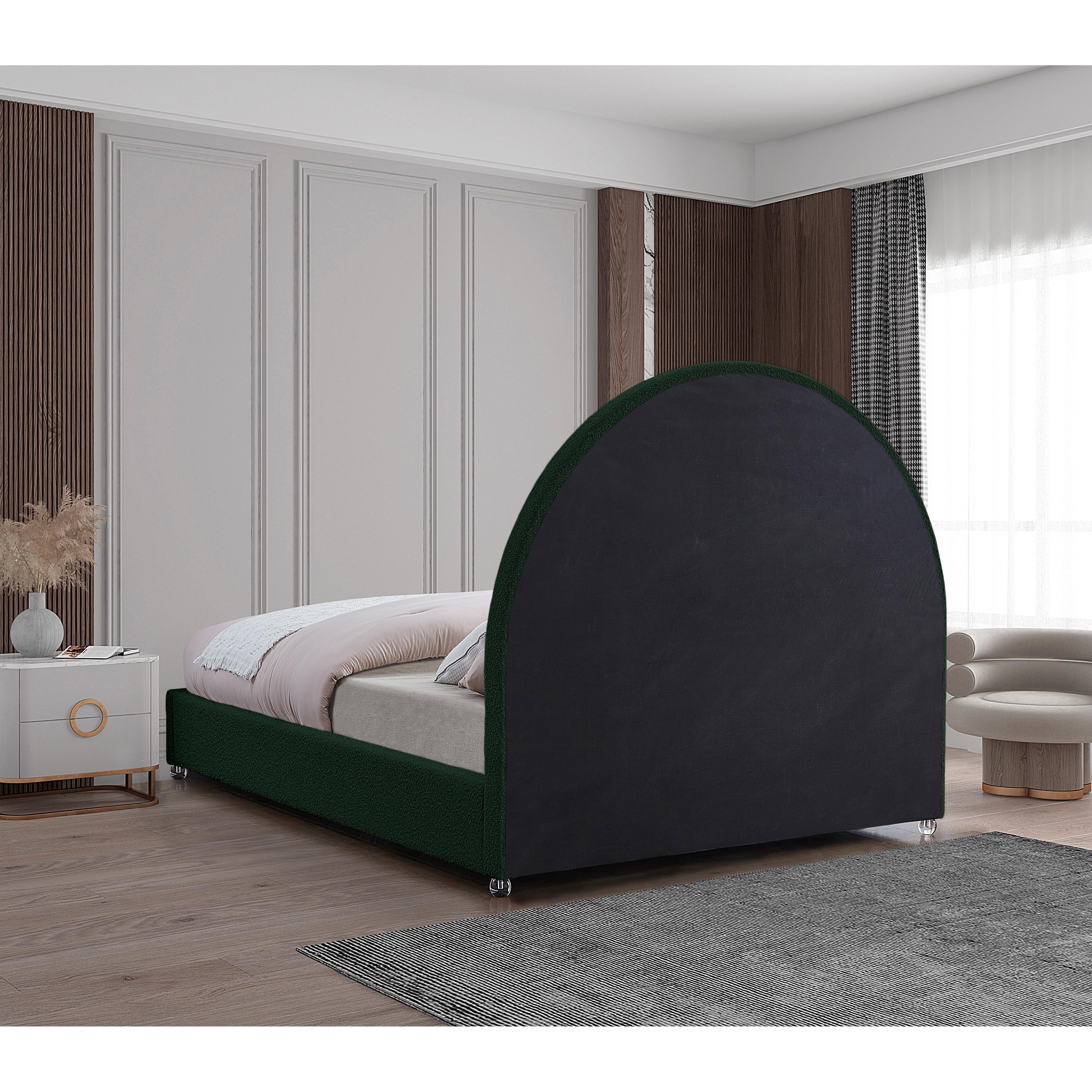 Meridian Milo Green Fabric King Bed