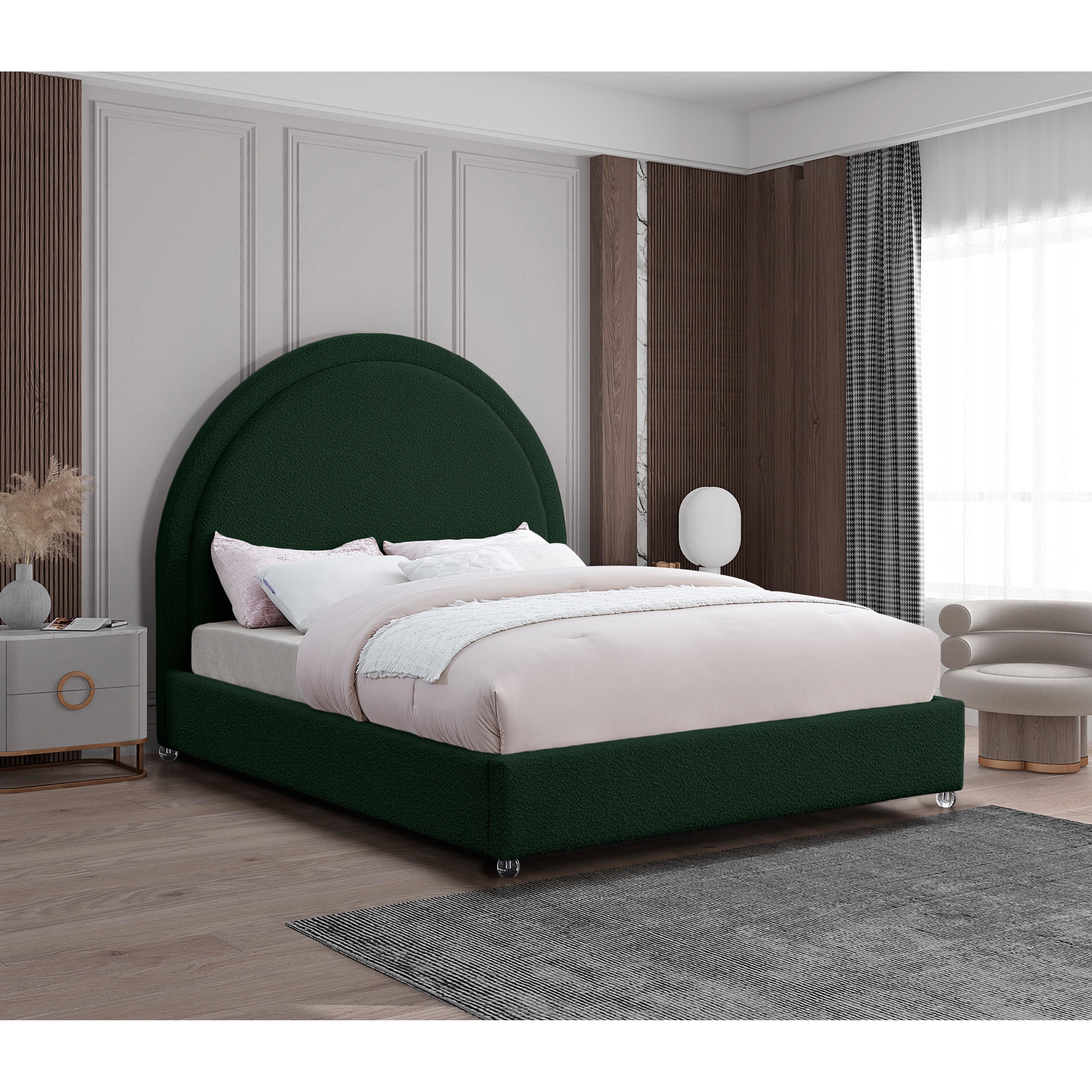 Meridian Milo Green Fabric Queen Bed