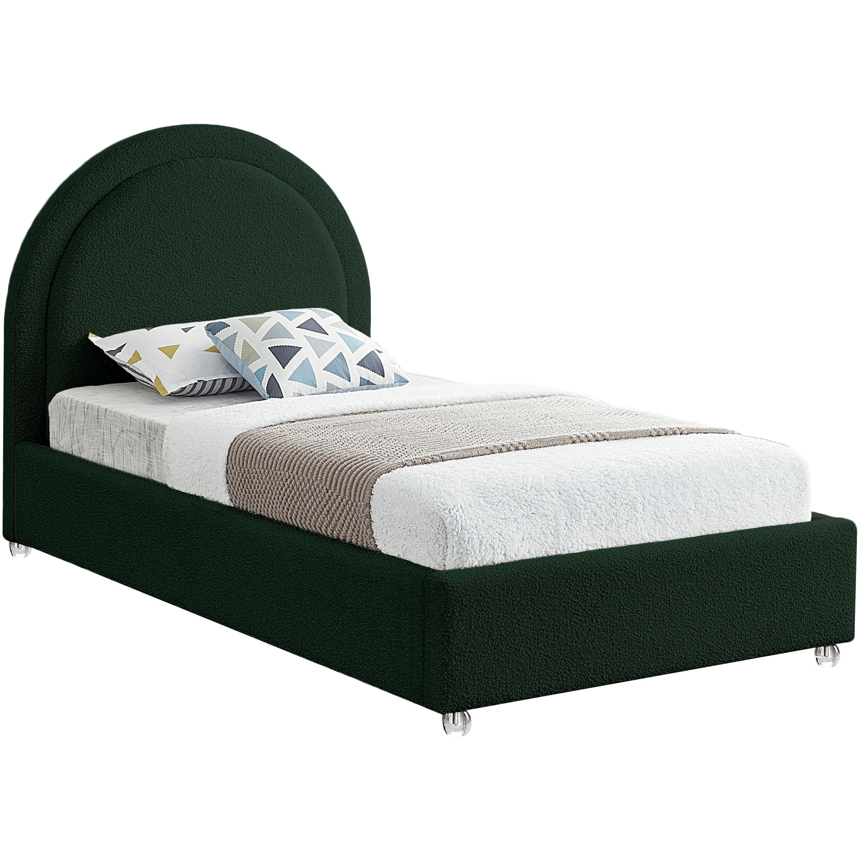 Meridian Milo Green Fabric Twin Bed