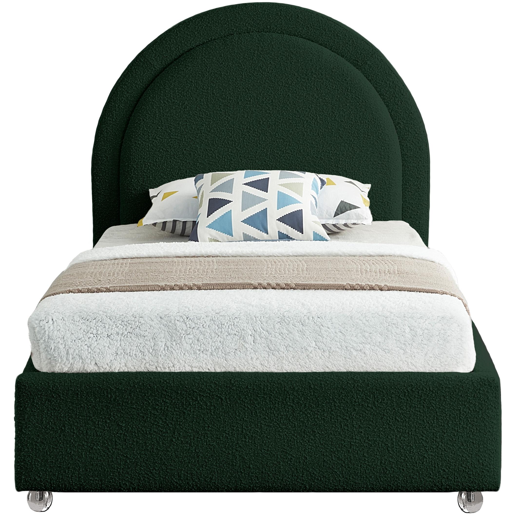 Meridian Milo Green Fabric Twin Bed