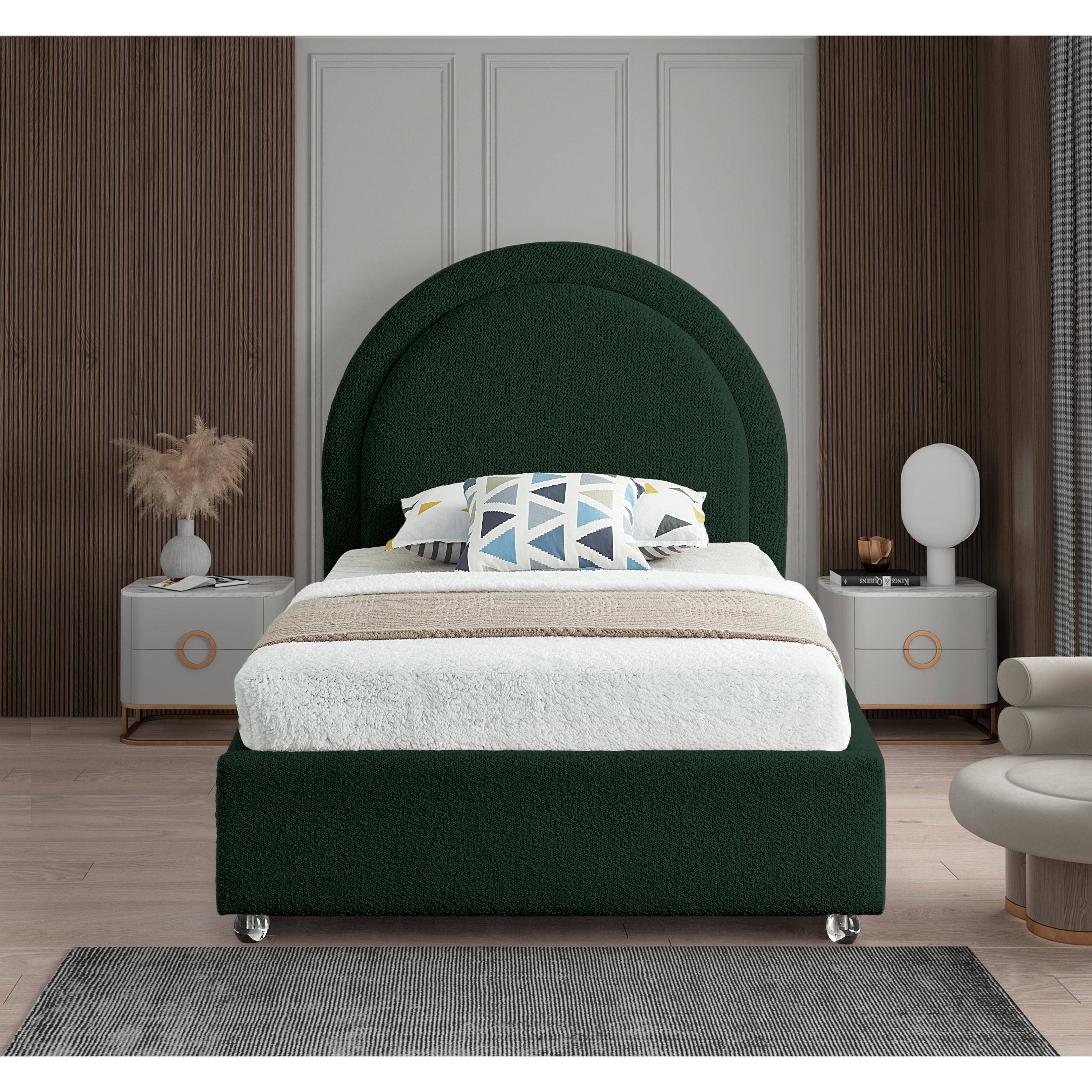 Meridian Milo Green Fabric Twin Bed