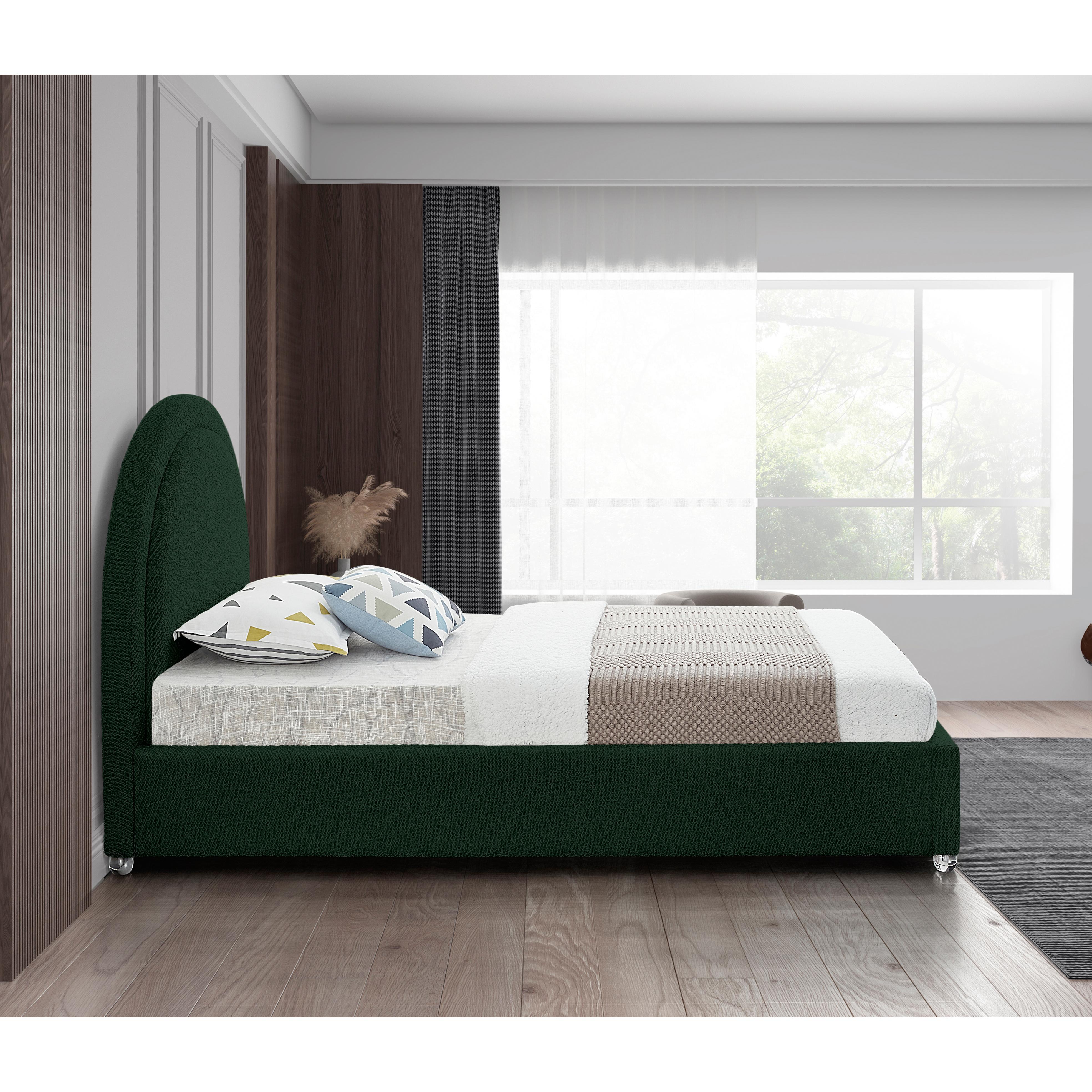 Meridian Milo Green Fabric Twin Bed