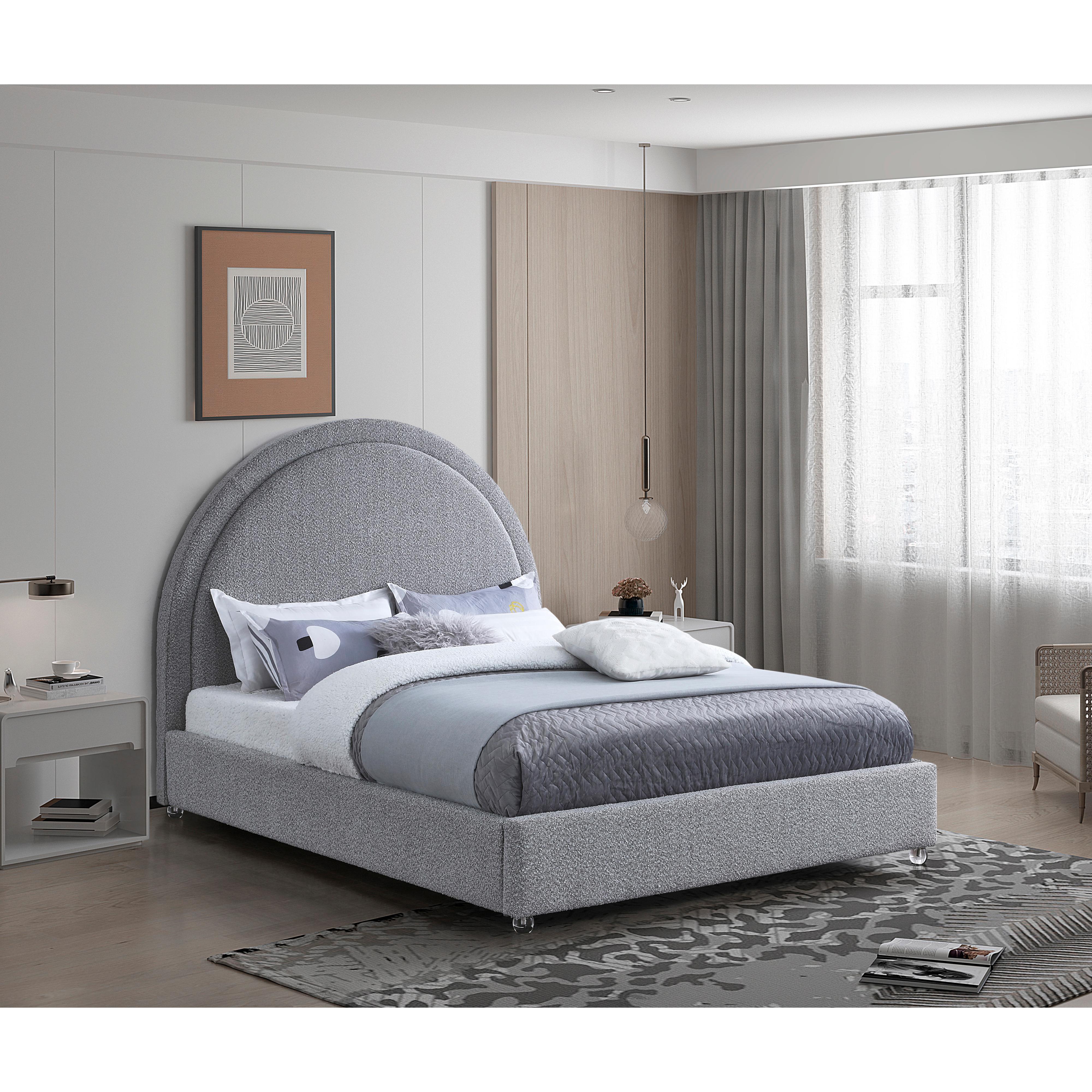 Meridian Milo Grey Fabric King Bed