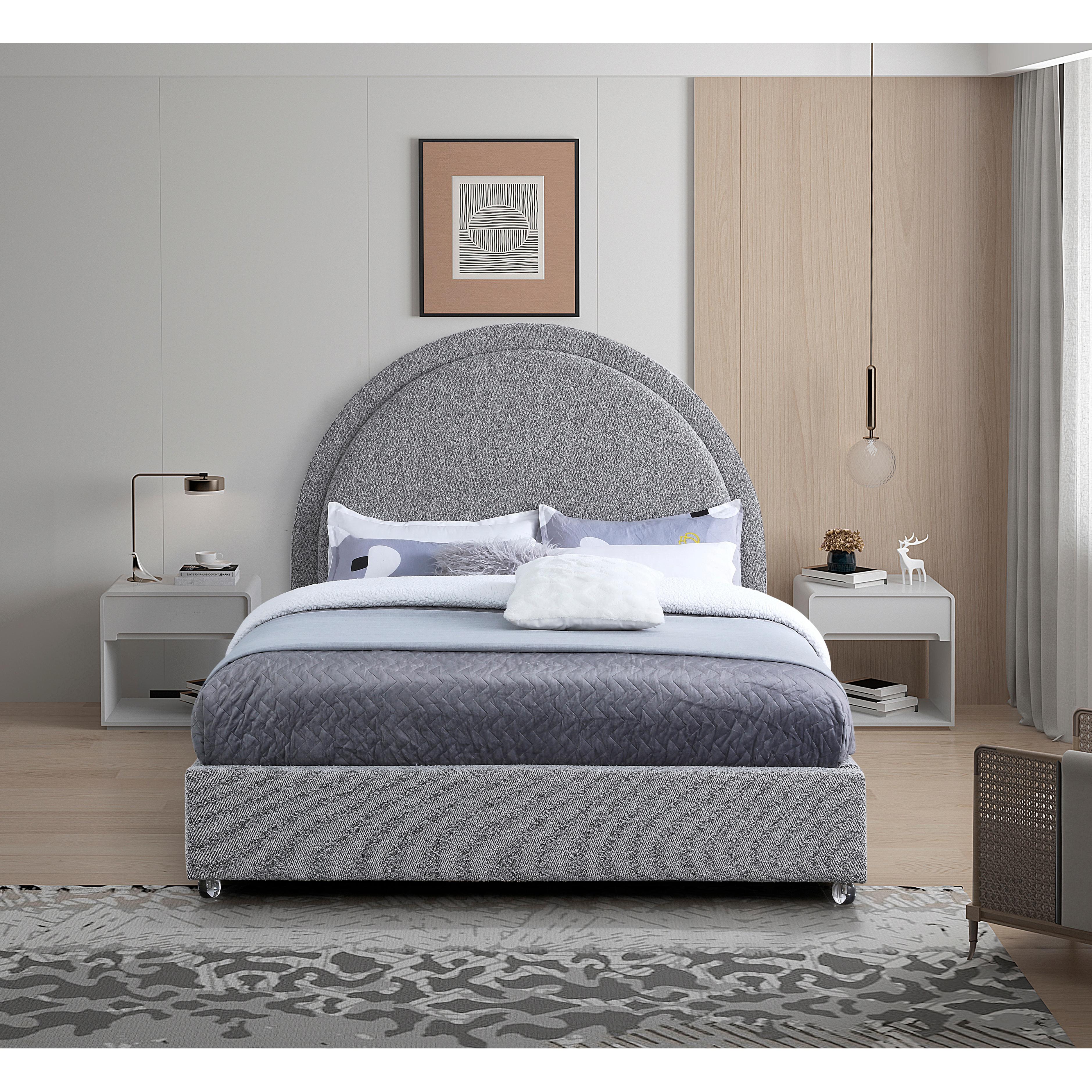 Meridian Milo Grey Fabric Queen Bed