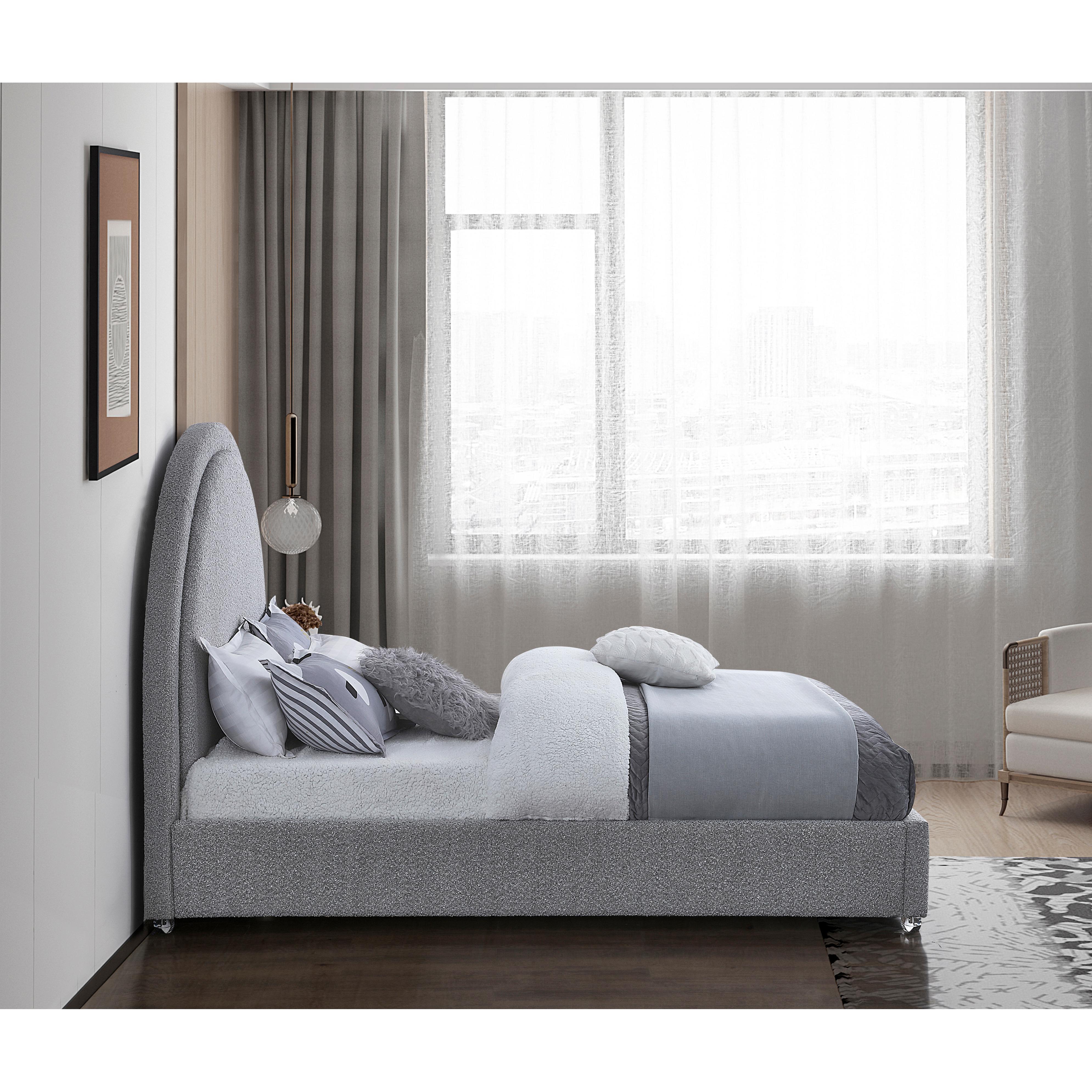 Meridian Milo Grey Fabric Queen Bed