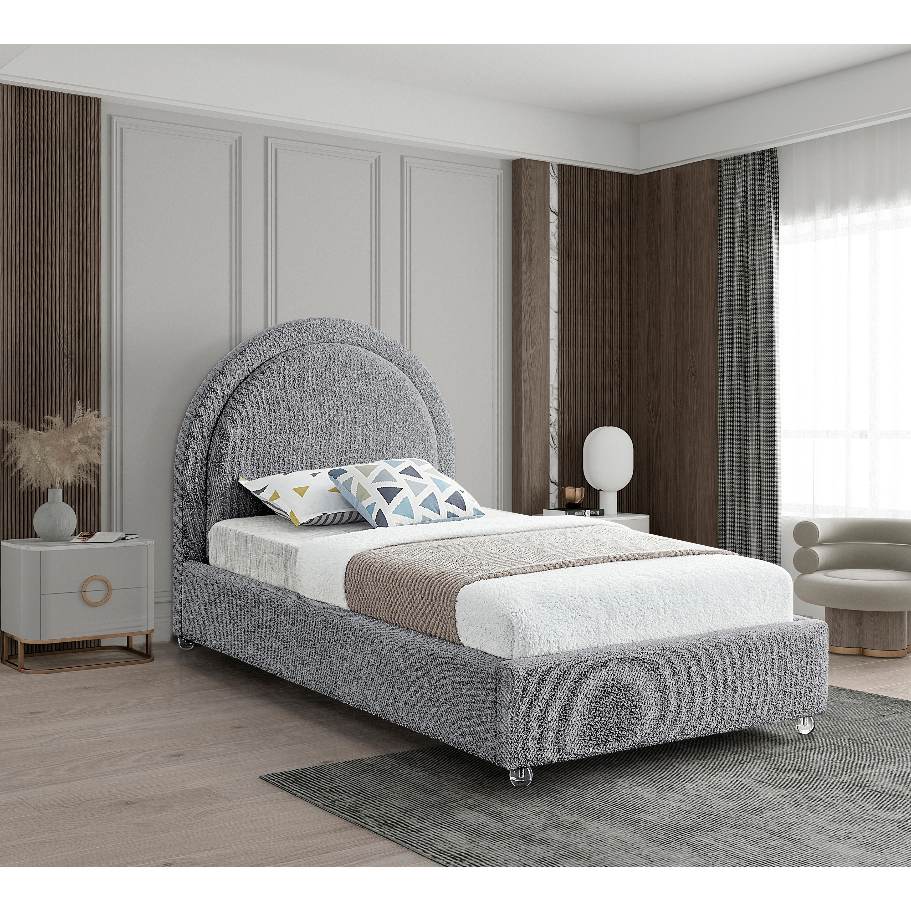 Meridian Milo Grey Fabric Twin Bed
