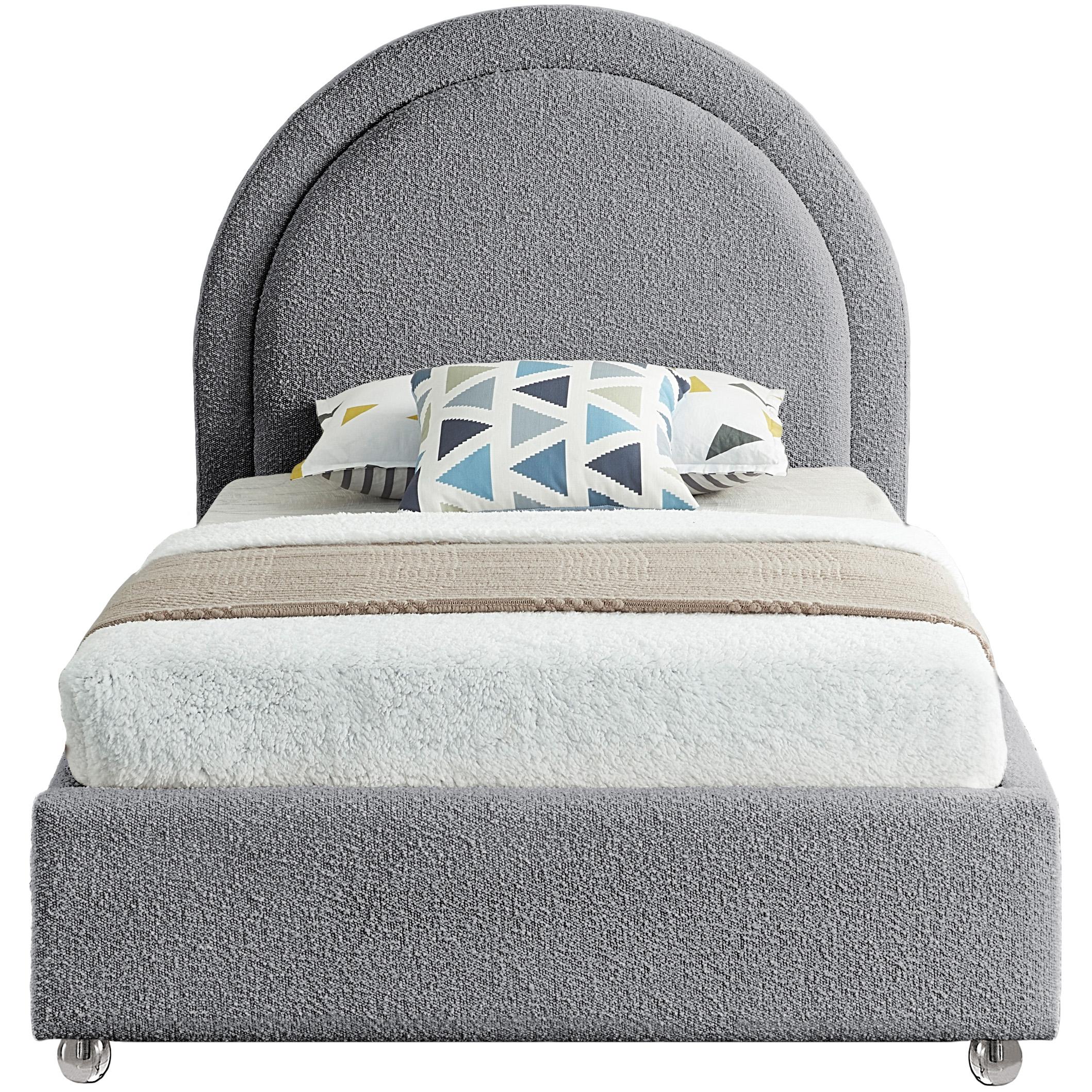Meridian Milo Grey Fabric Twin Bed