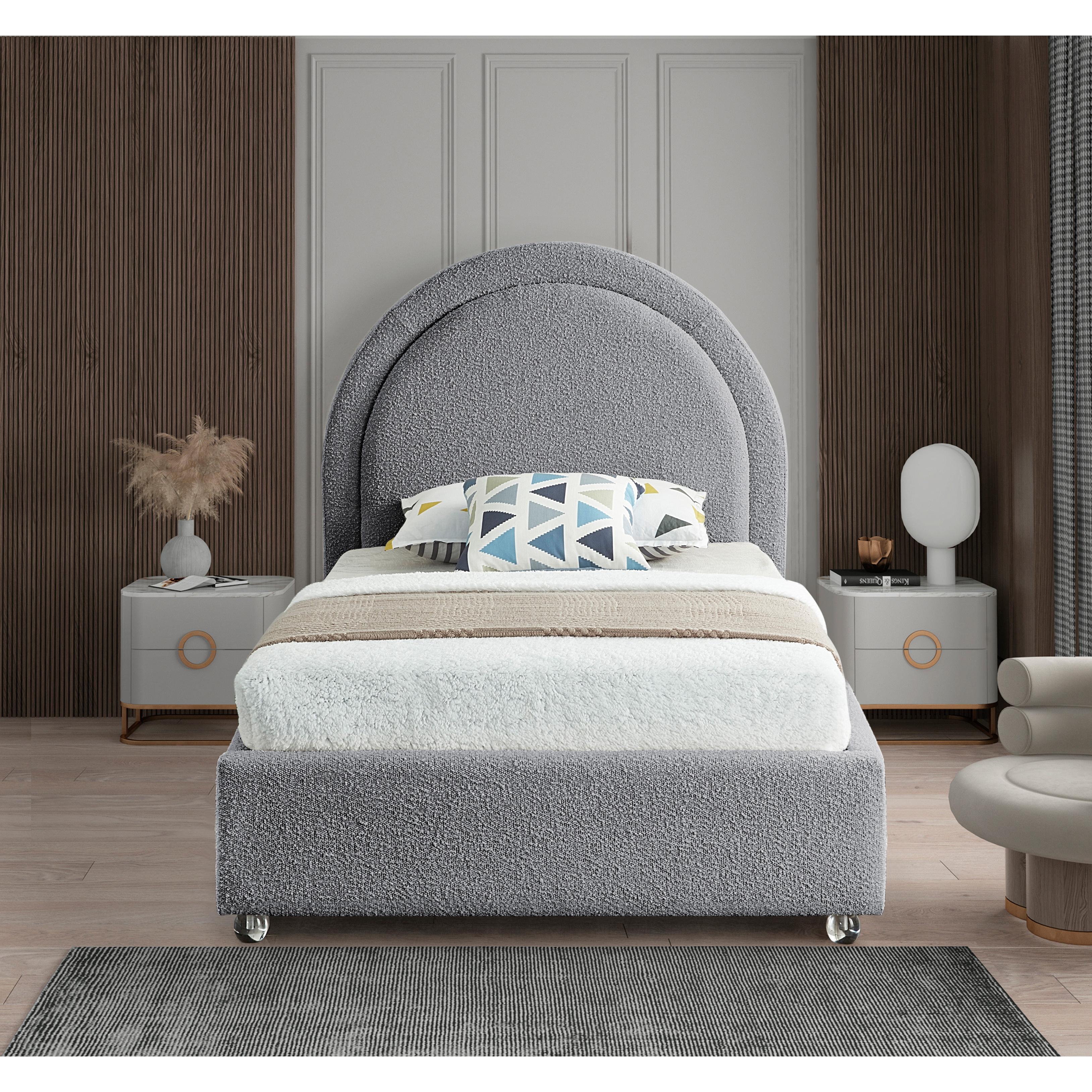 Meridian Milo Grey Fabric Twin Bed