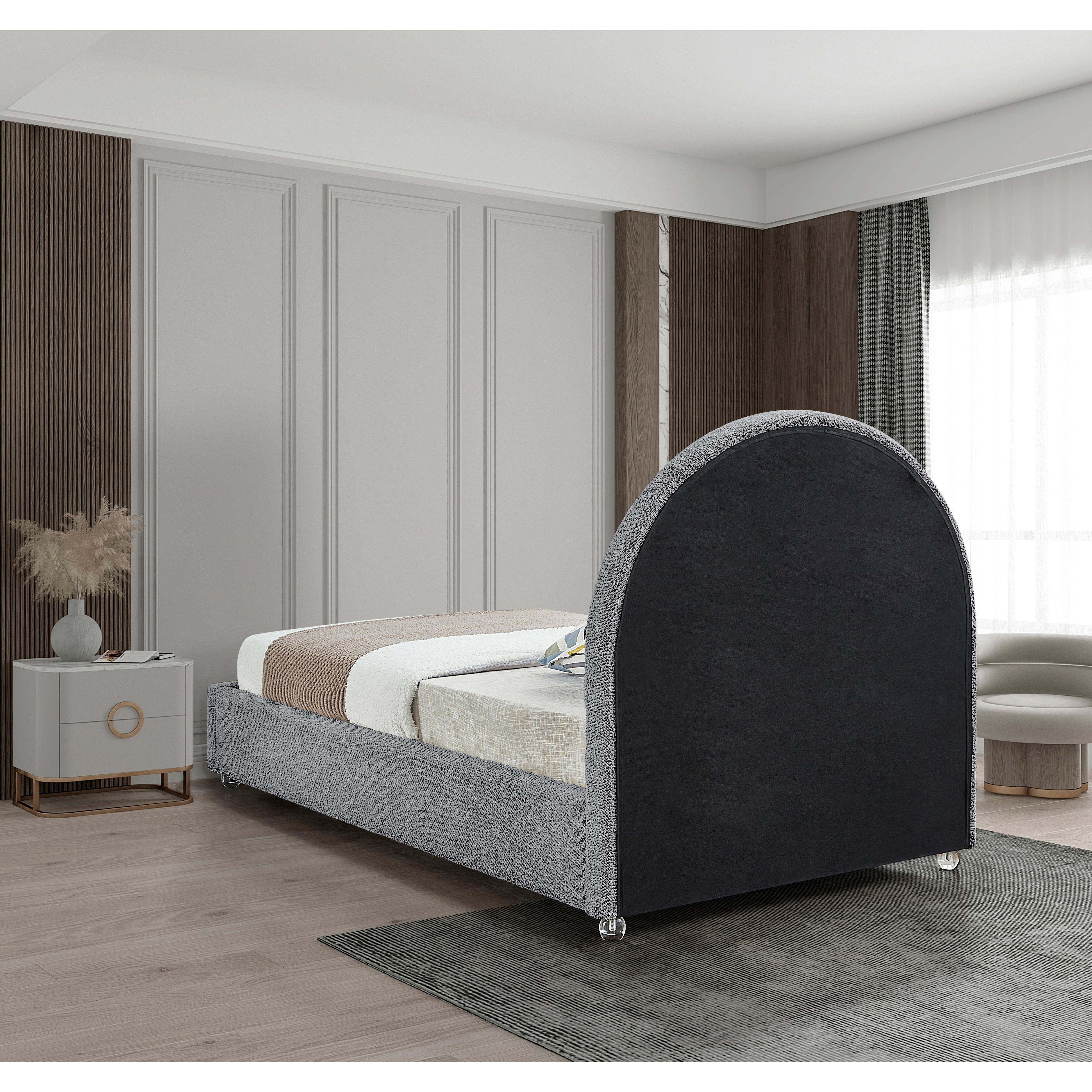 Meridian Milo Grey Fabric Twin Bed