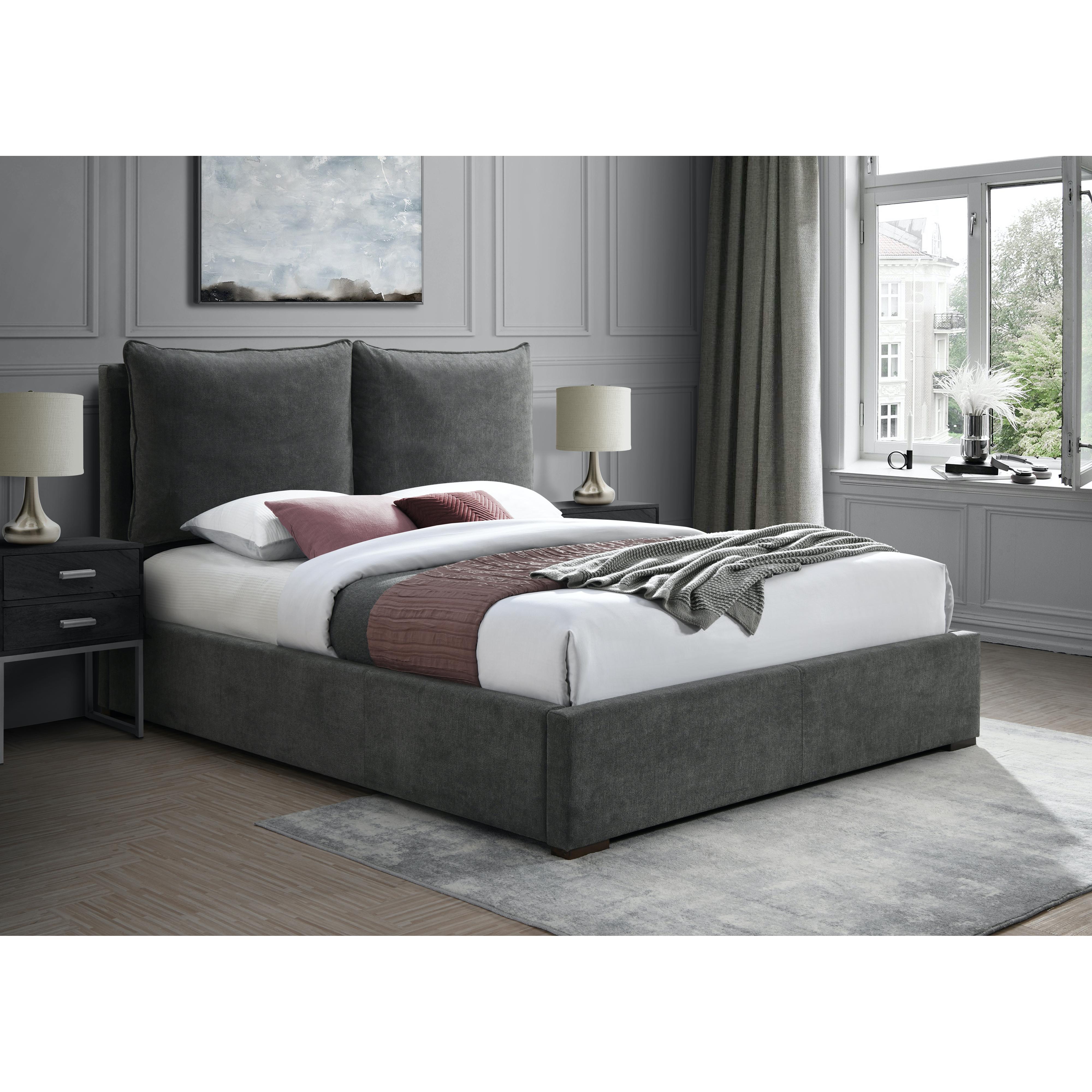 Meridian Misha Pepper Black Polyester Fabric Full Bed (3 Boxes)